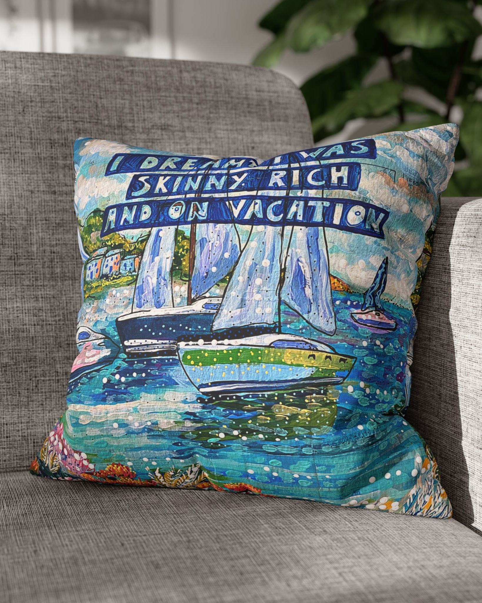 Skinny Rich & On Vacation Faux Suede Pillowcase