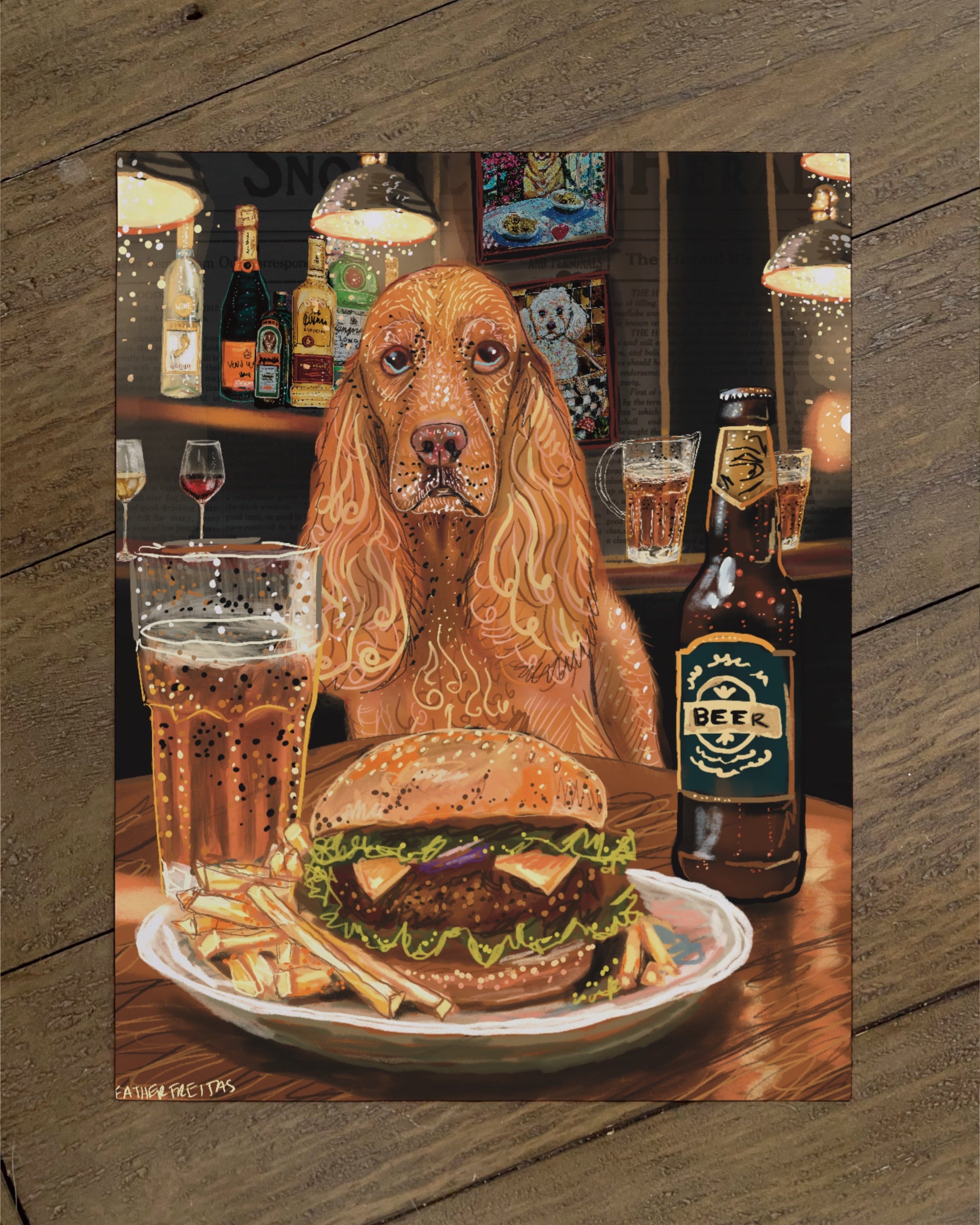 Build Your Own Dining Dog Art Print - Cocker Spaniel