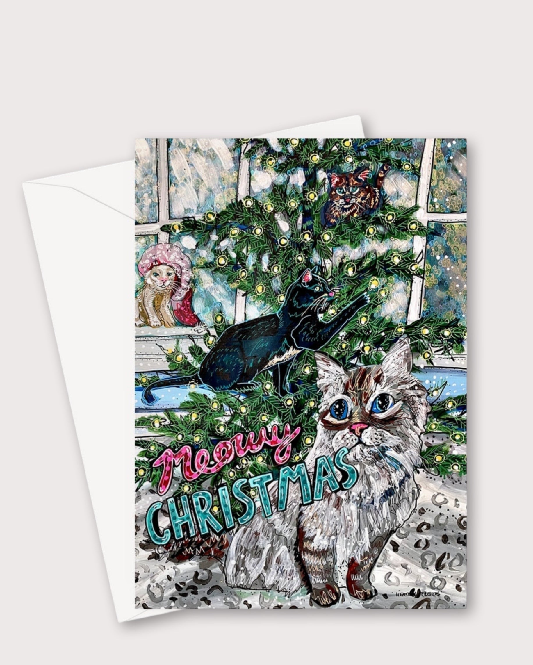 Meowy Christmas Greeting Card / Fine Art Print