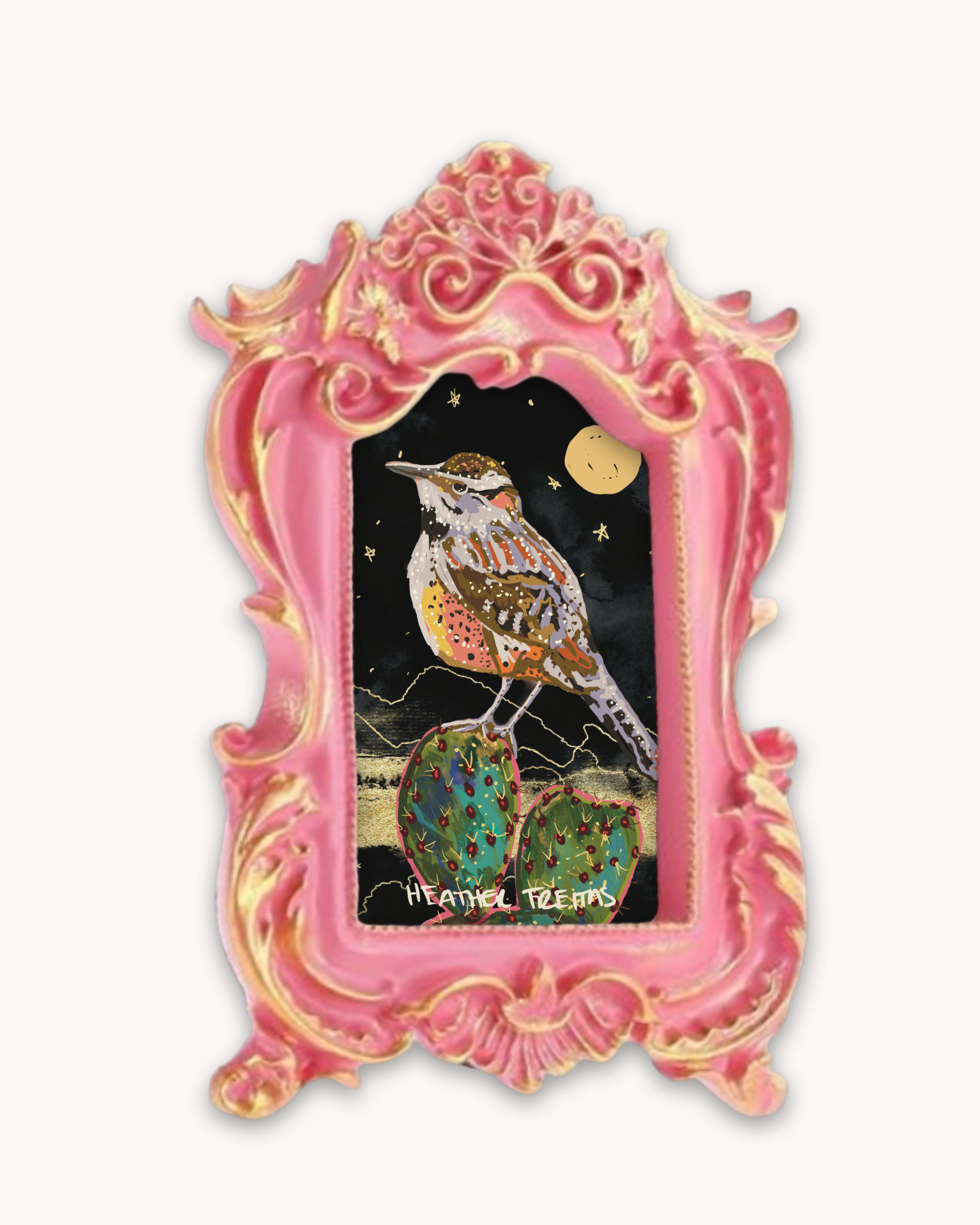 Cactus Wren Citrus Framed Magnet