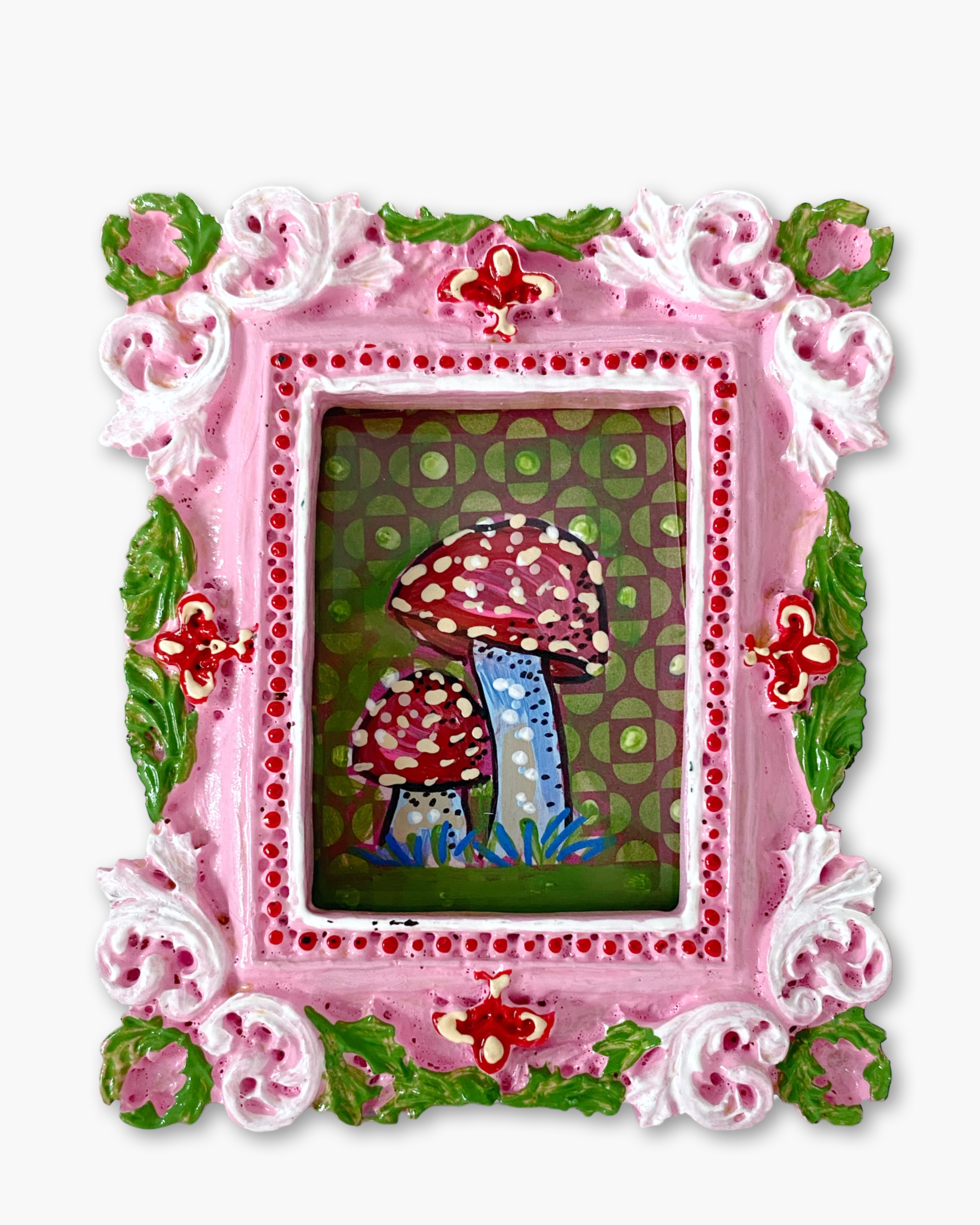 Pretty In Pink Mushrooms ( Mini Original Painting )