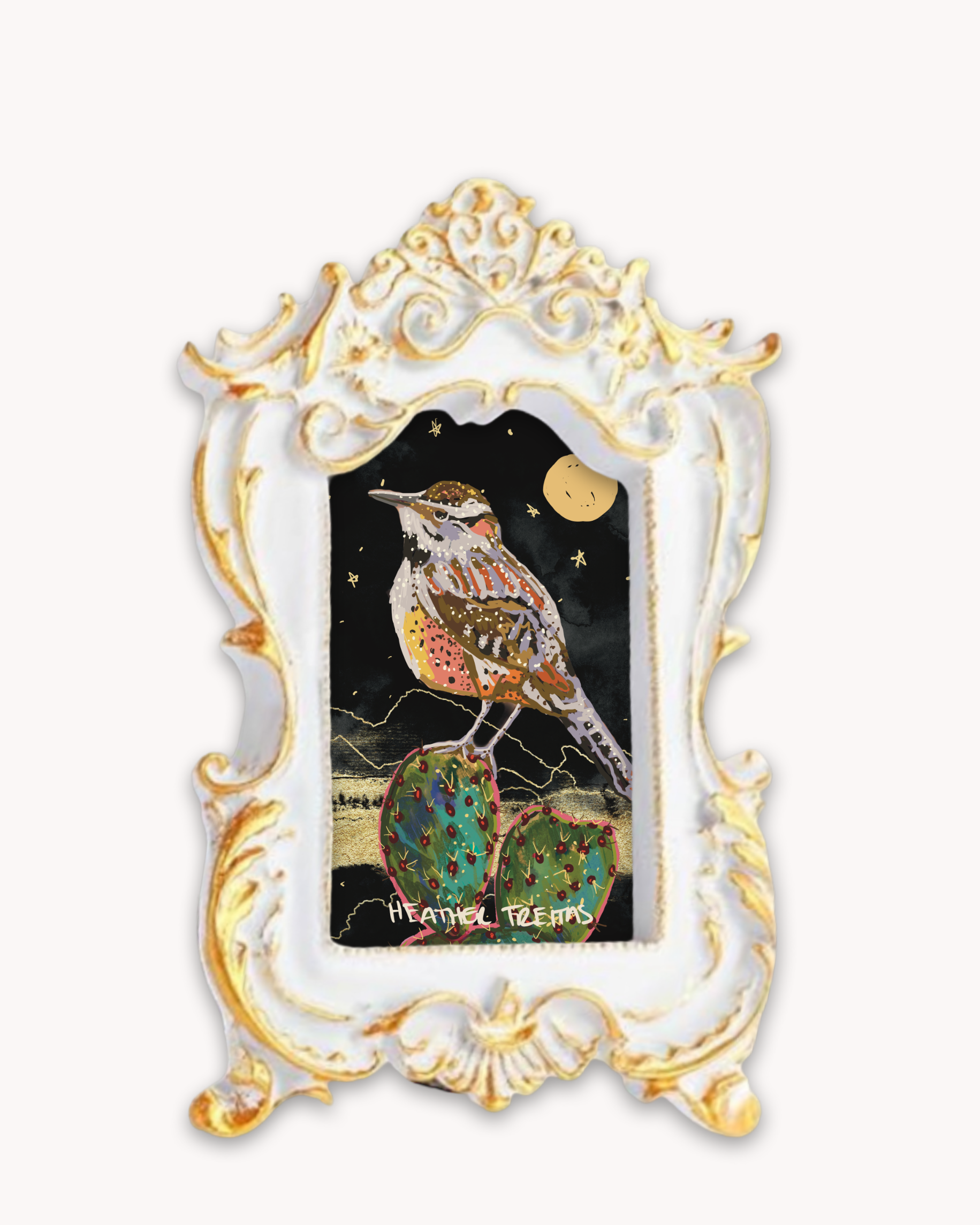 Cactus Wren Citrus Framed Magnet