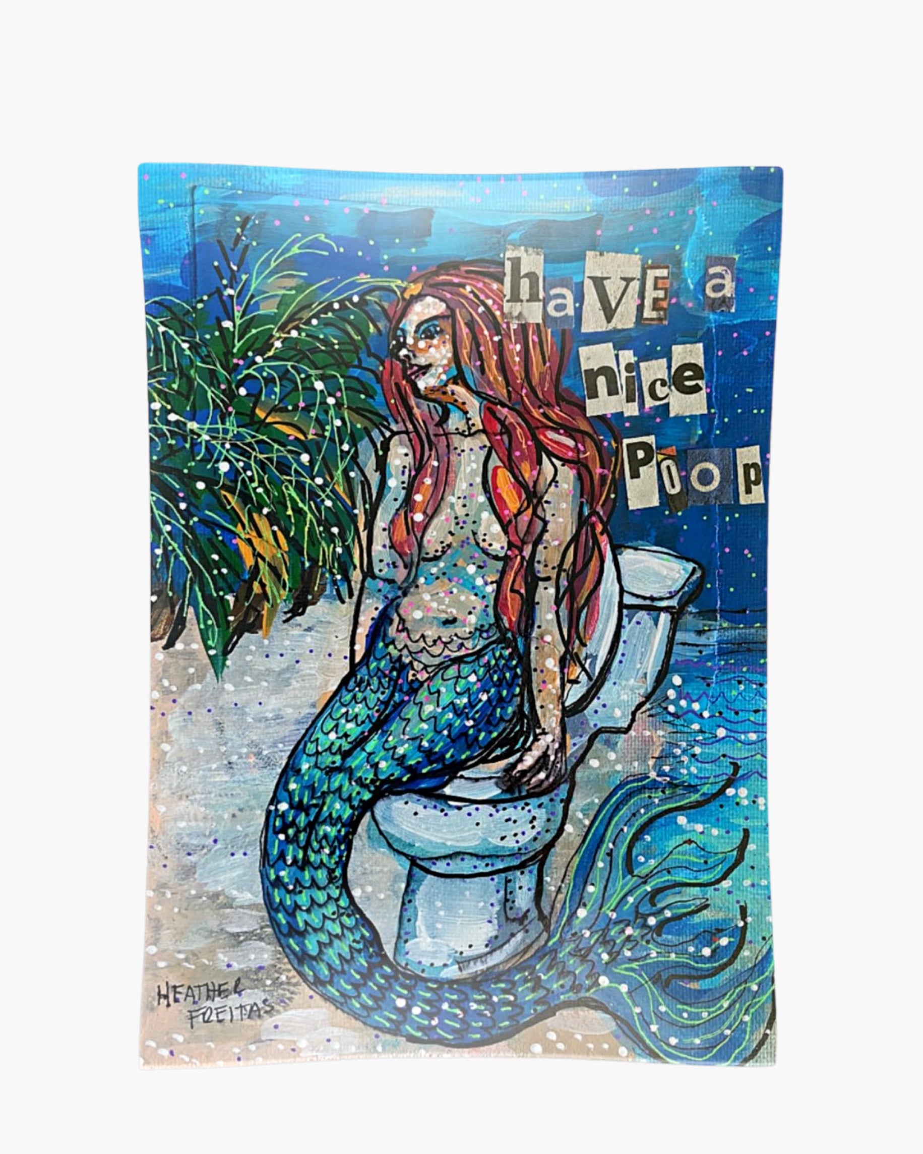 Have A Nice Poop Mermaid Infused Glass Bathroom Tray