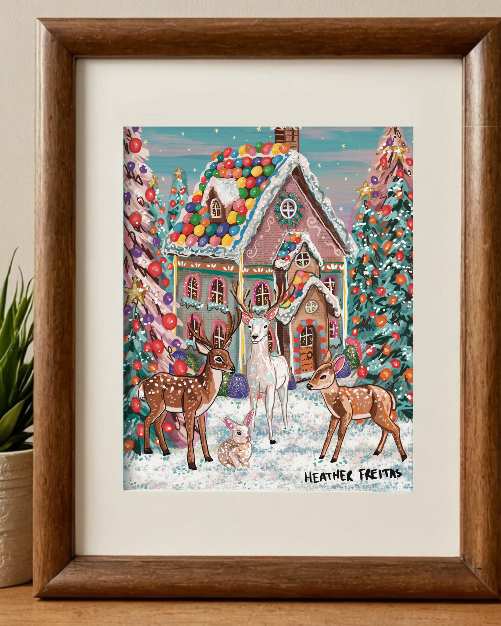 Dreamy Deer Gingerbread House - Limited Edition Print