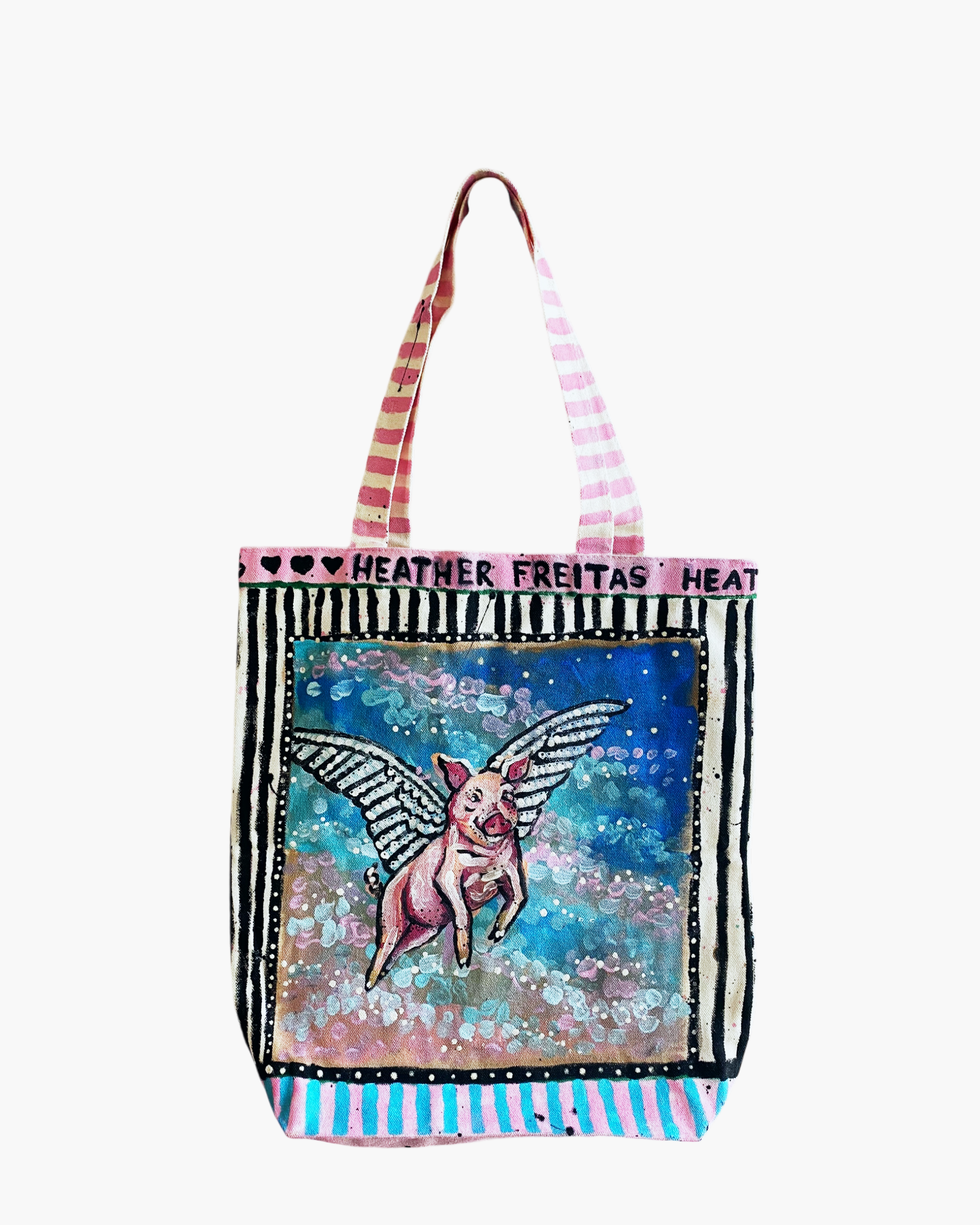 Flying Pig Hand Painted Tote