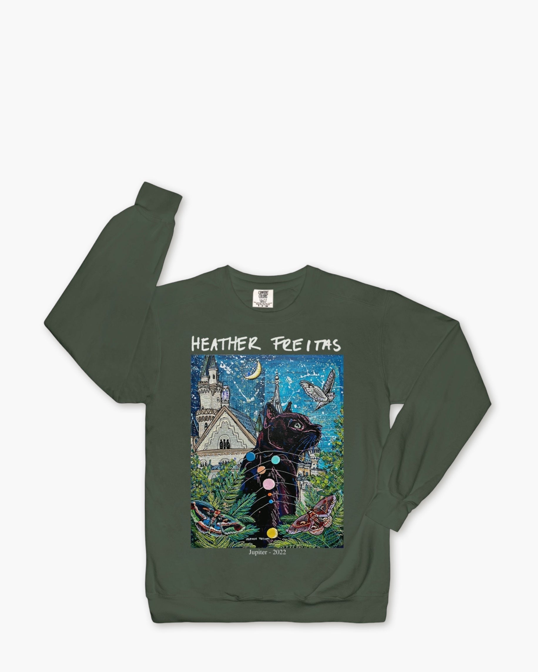 Jupiter Black Castle Cat Crewneck