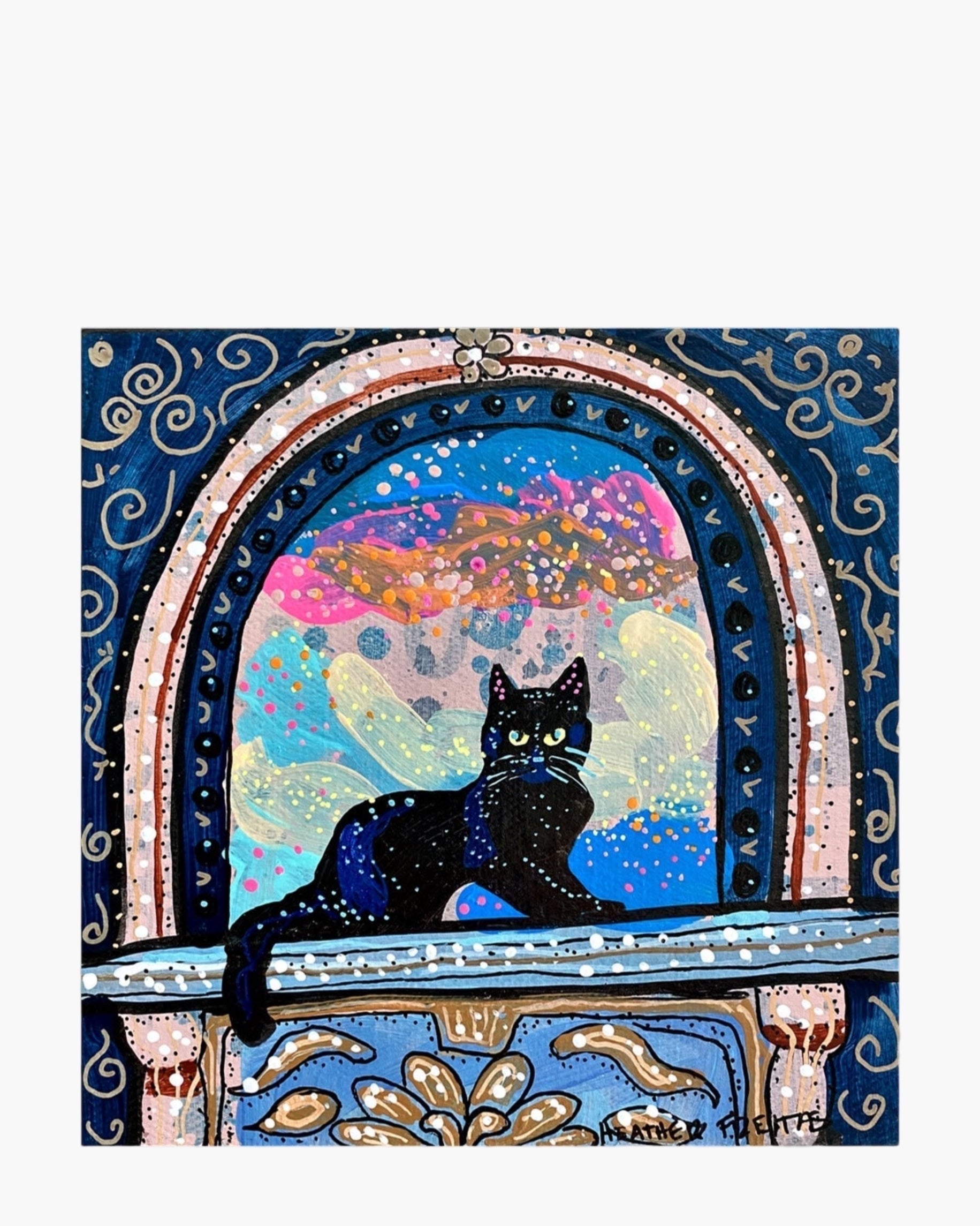 Black Cat In Archway - Limited Edition Signed Paper Printt