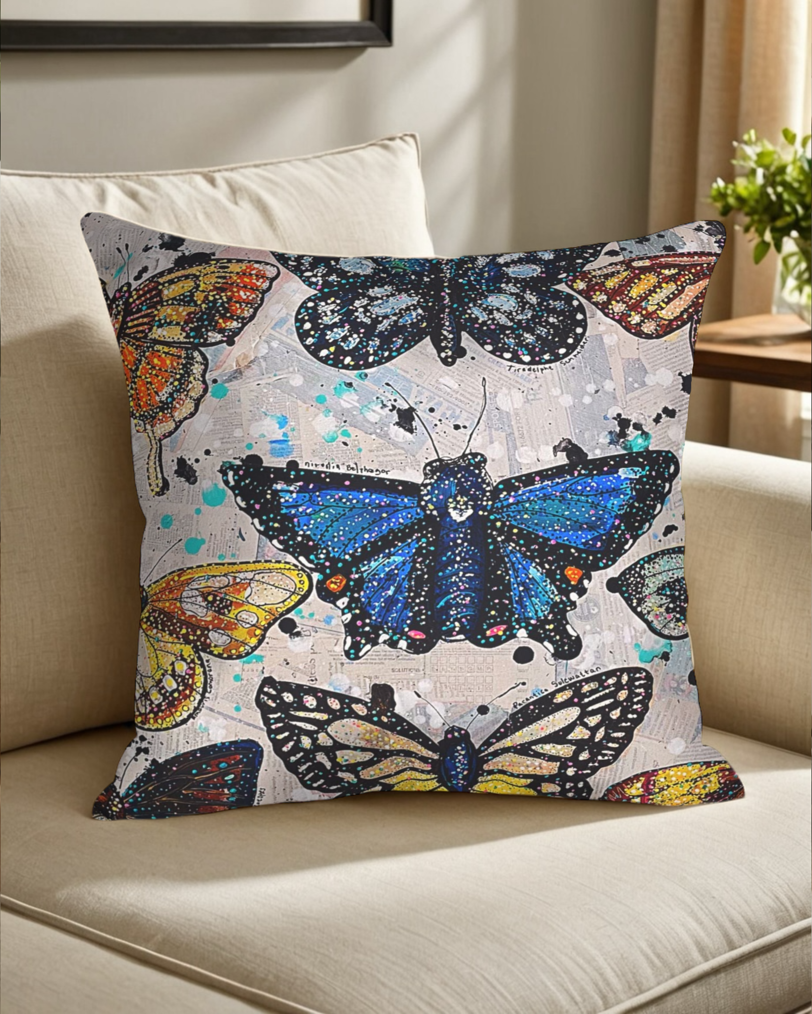 Cascades Butterfly Faux Suede Pillowcase