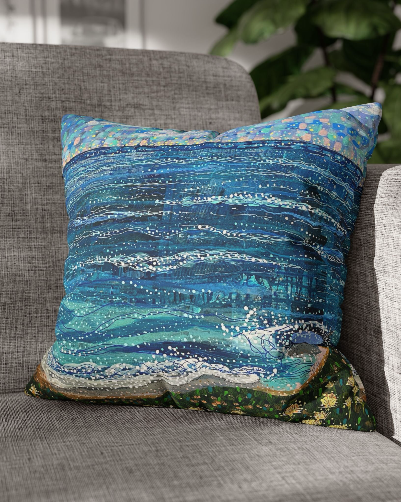 Coastal Breeze Faux Suede Pillowcase