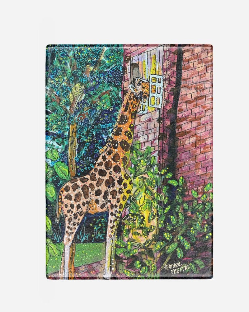 Twilight Snack Giraffe Glass Chopping Board Trivet