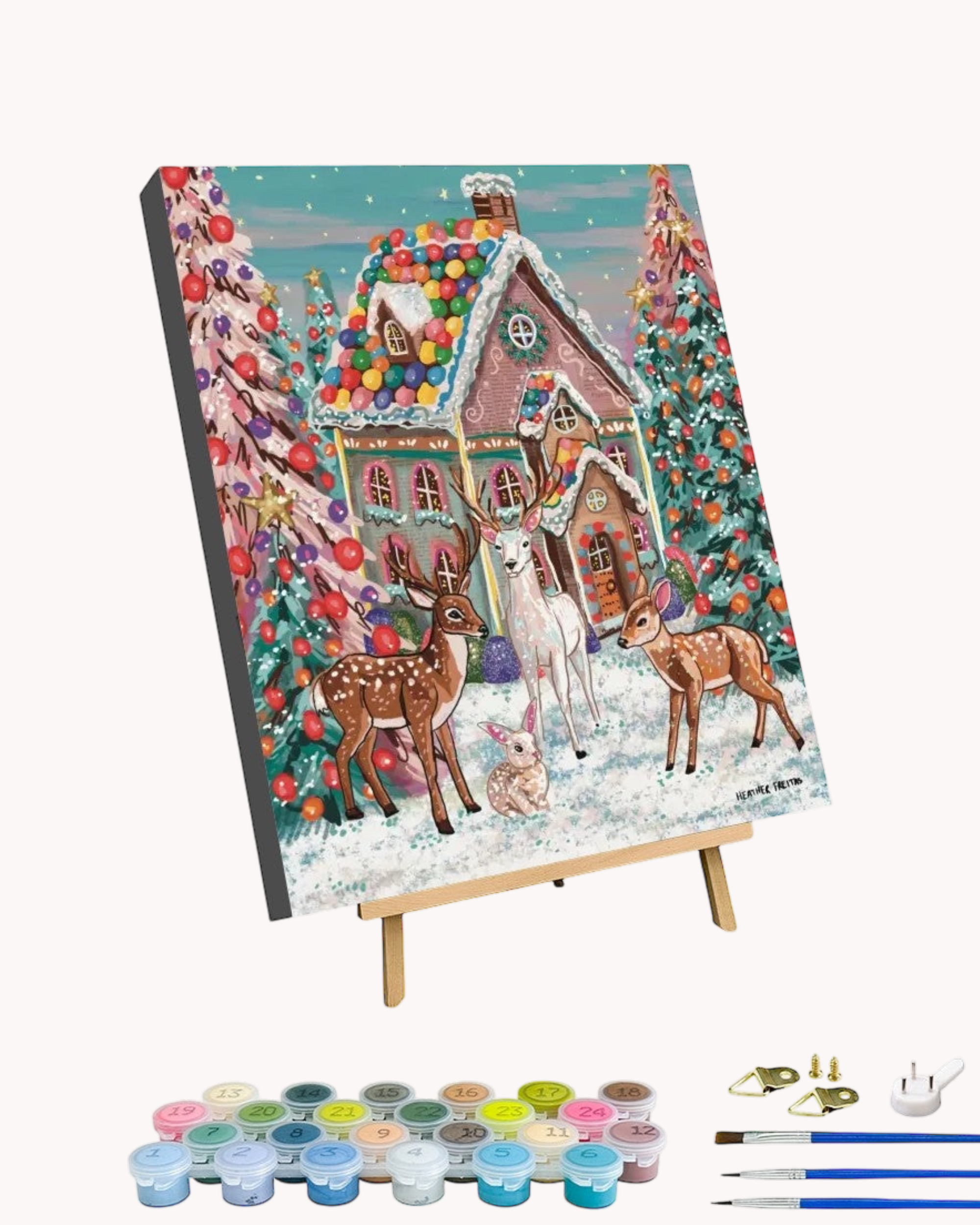 Dreamy Gingerbread House - Paint by Numbers Kit for Adults with Stand