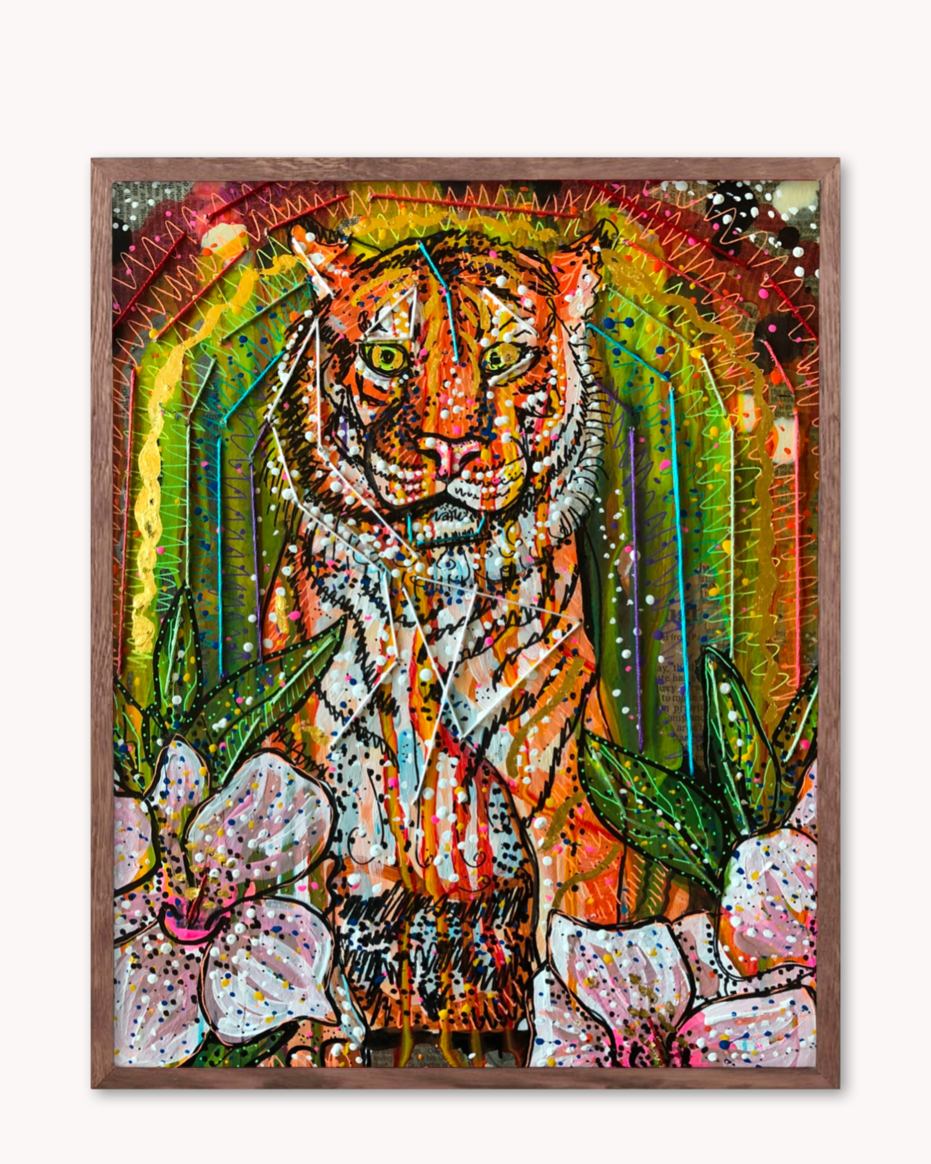 Stripes Of A Tiger & Hibiscus Glow - Limited Edition Small Paper Print