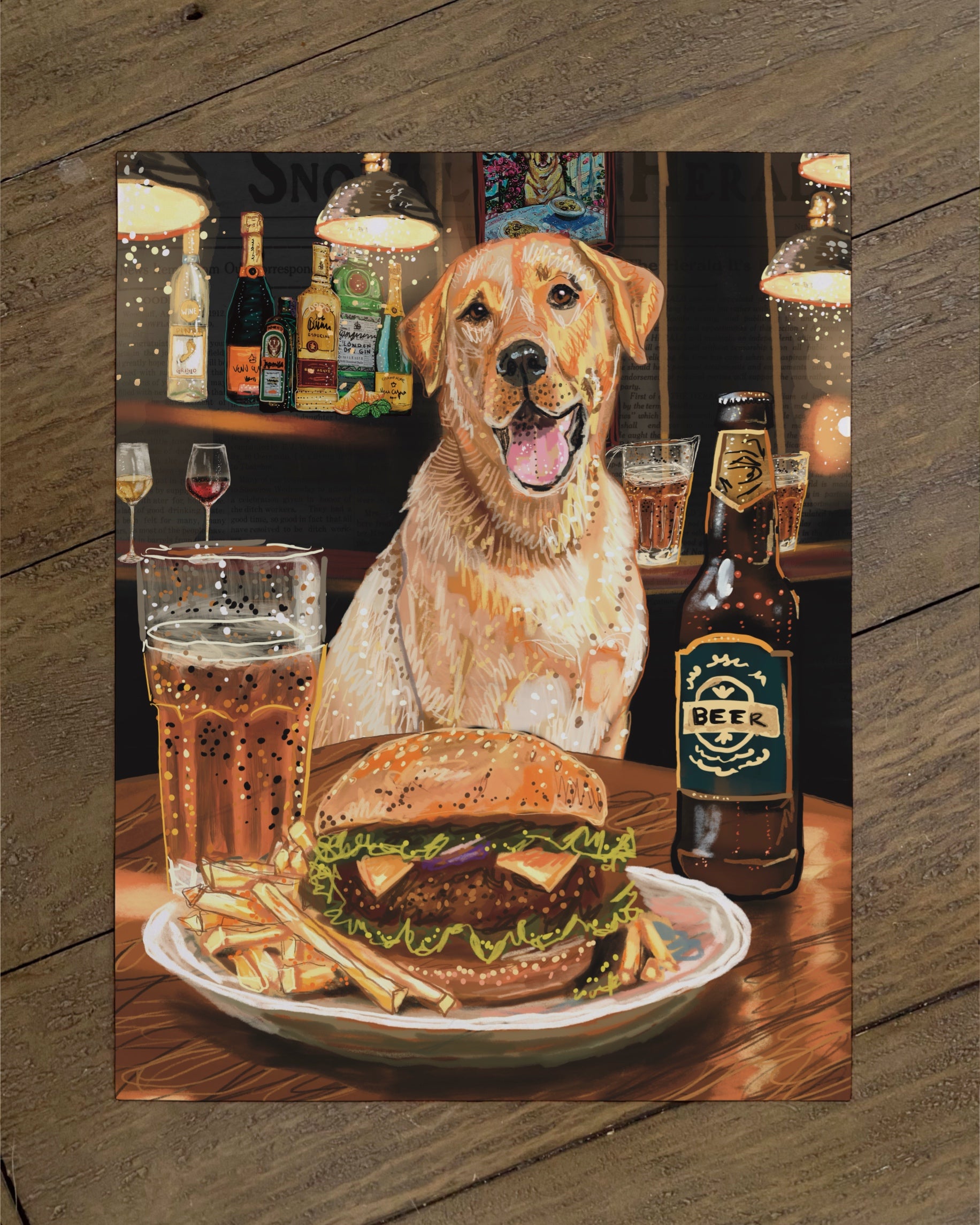 Build Your Own Dining Dog Art Print - Labrador