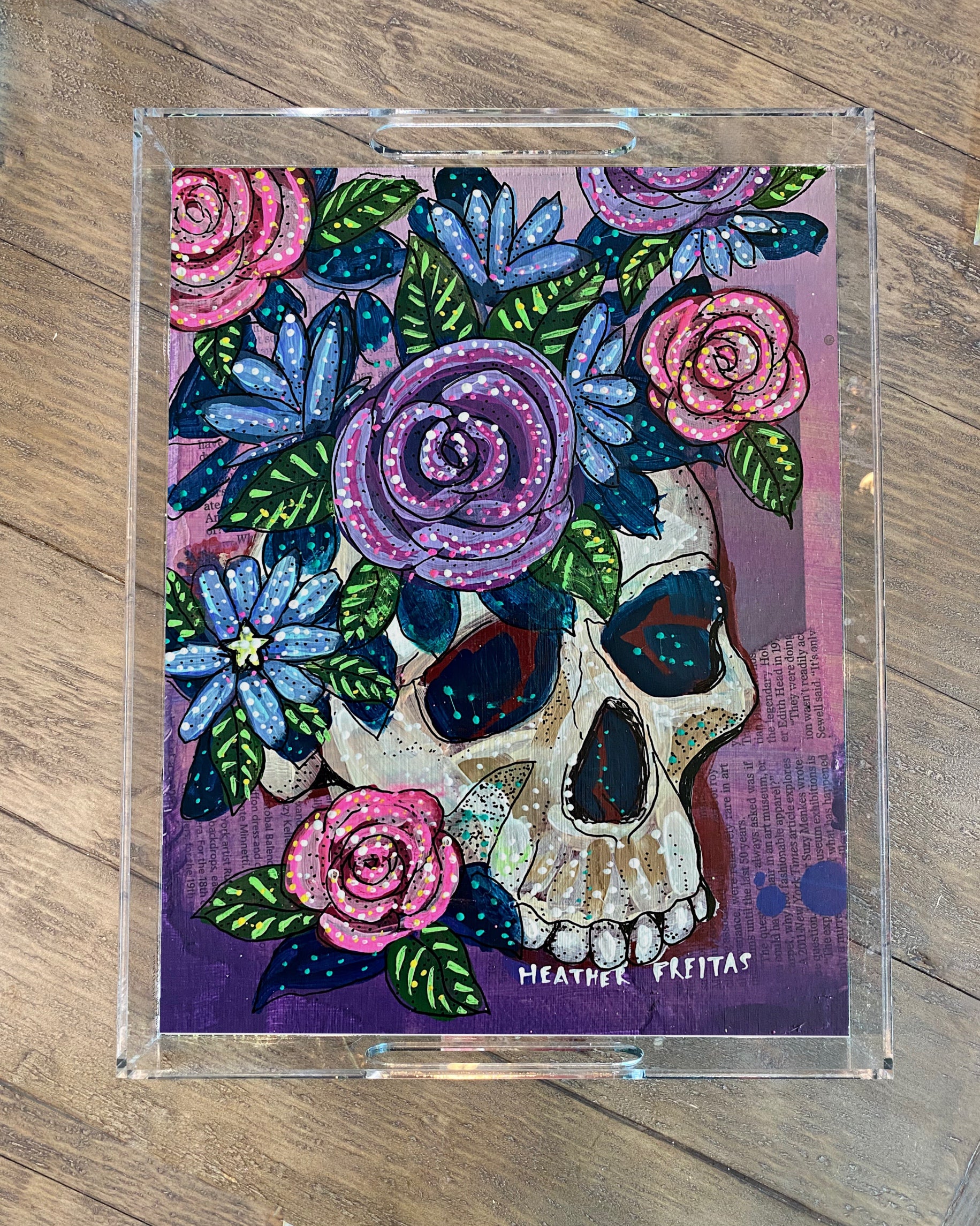 Purple Floral Skull - Limited Edition Acrylic Tray