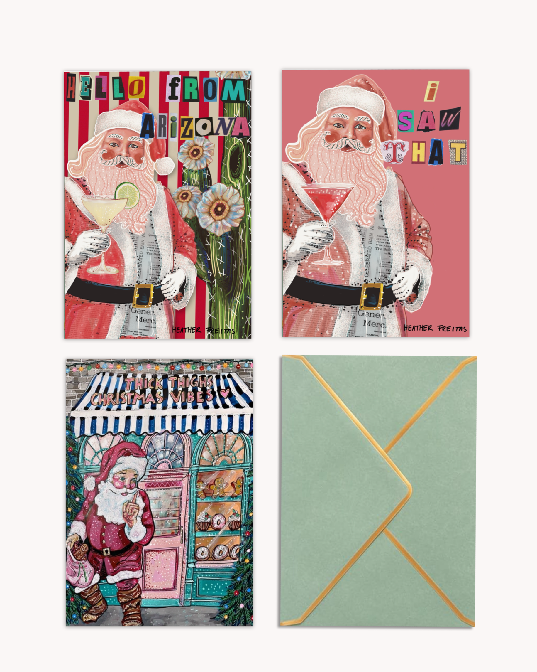 Santas - Limited Edition Fine Art Greeting Card 9 pack