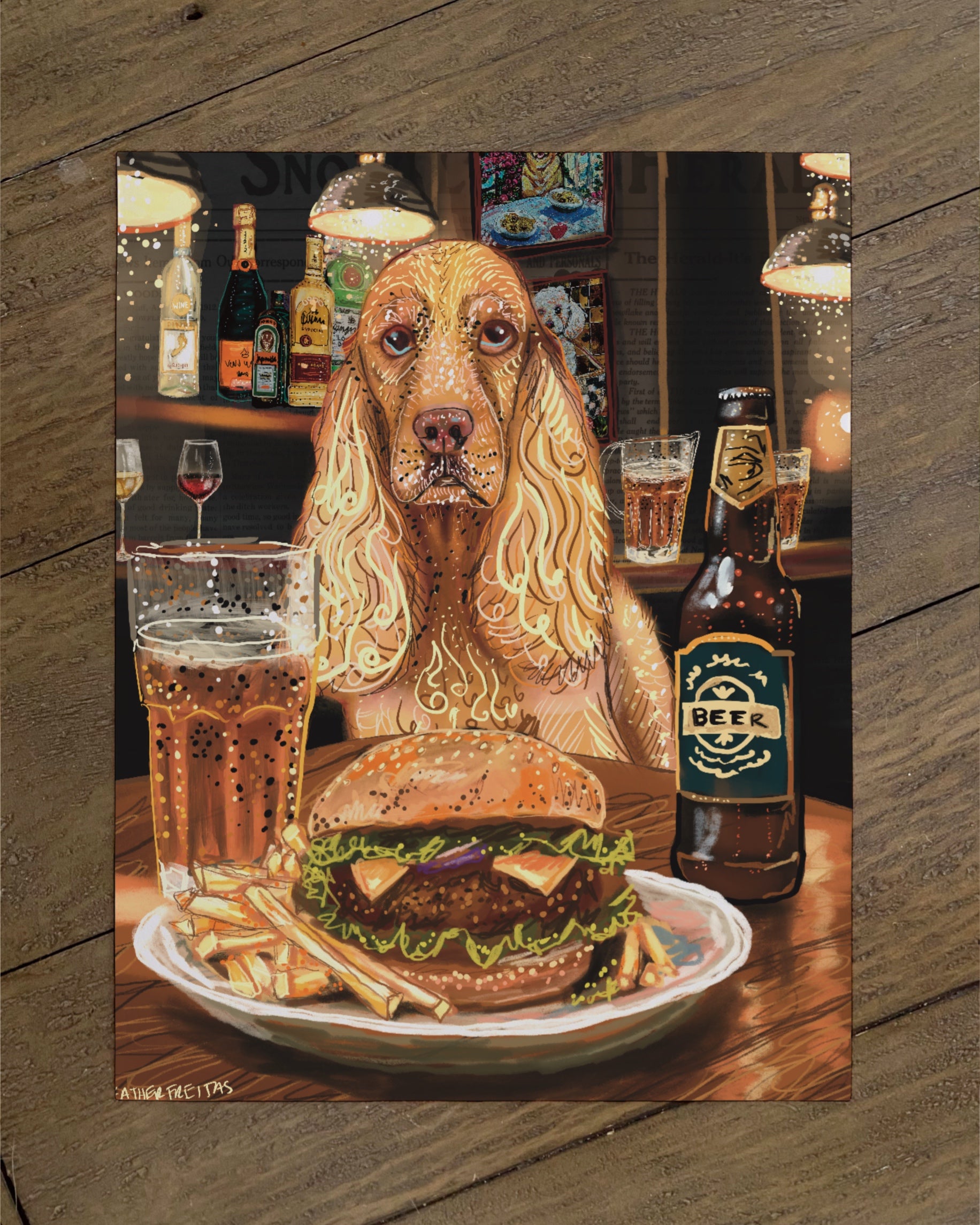 Build Your Own Dining Dog Art Print - Cocker Spaniel