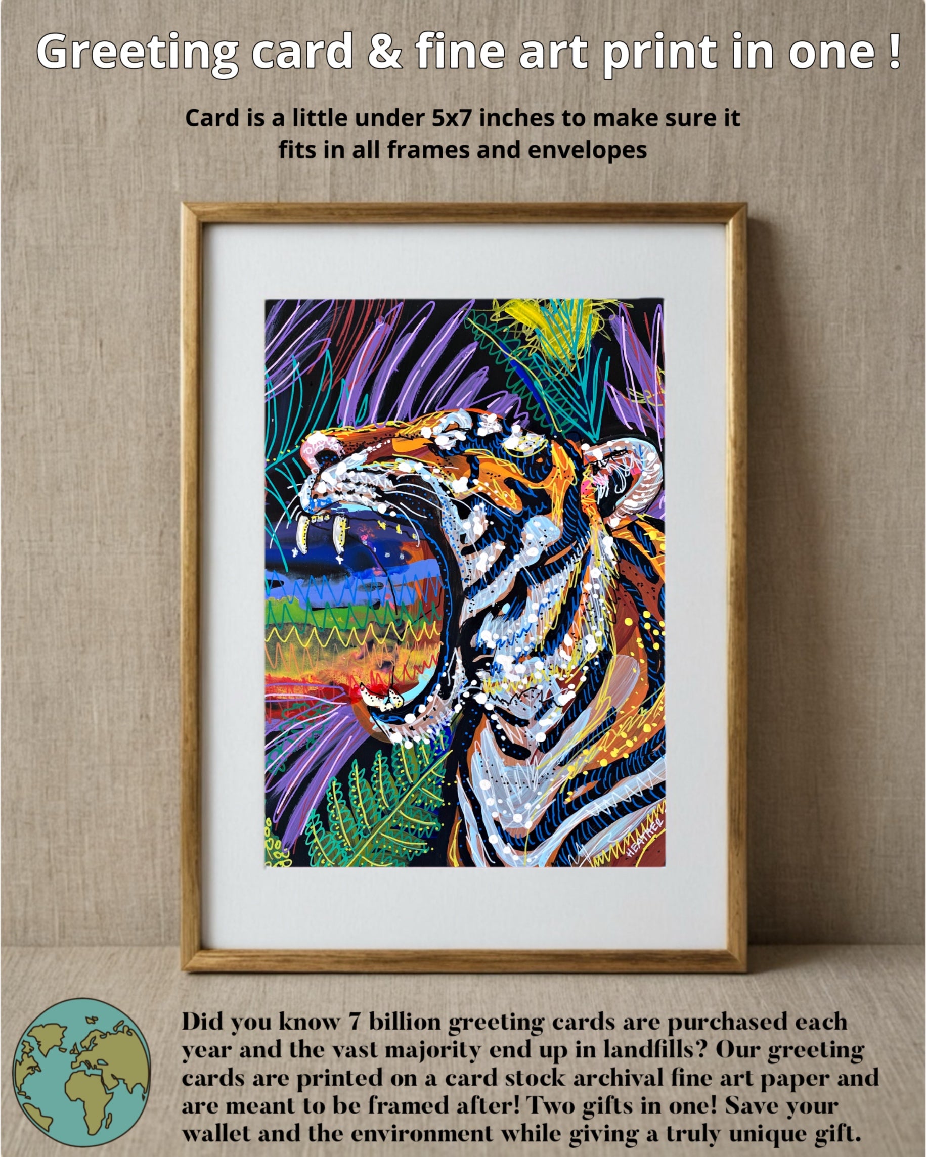 Rainbow Tiger - Limited Edition Greeting Card / Fine Art Print