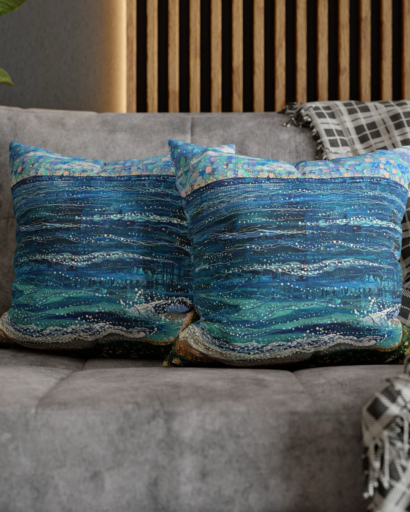 Coastal Currents Faux Suede Pillow