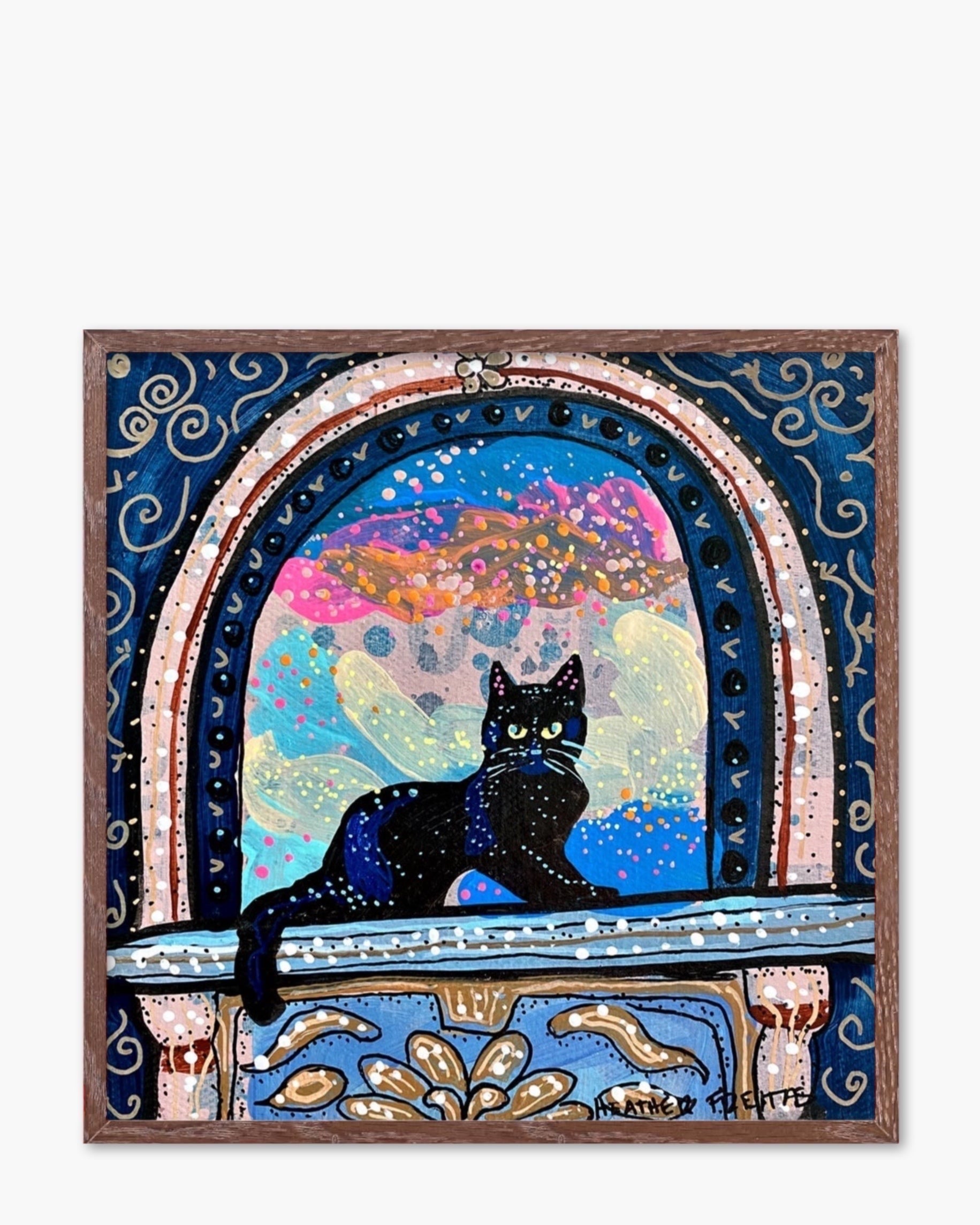 Black Cat In Archway - Limited Edition Signed Paper Printt