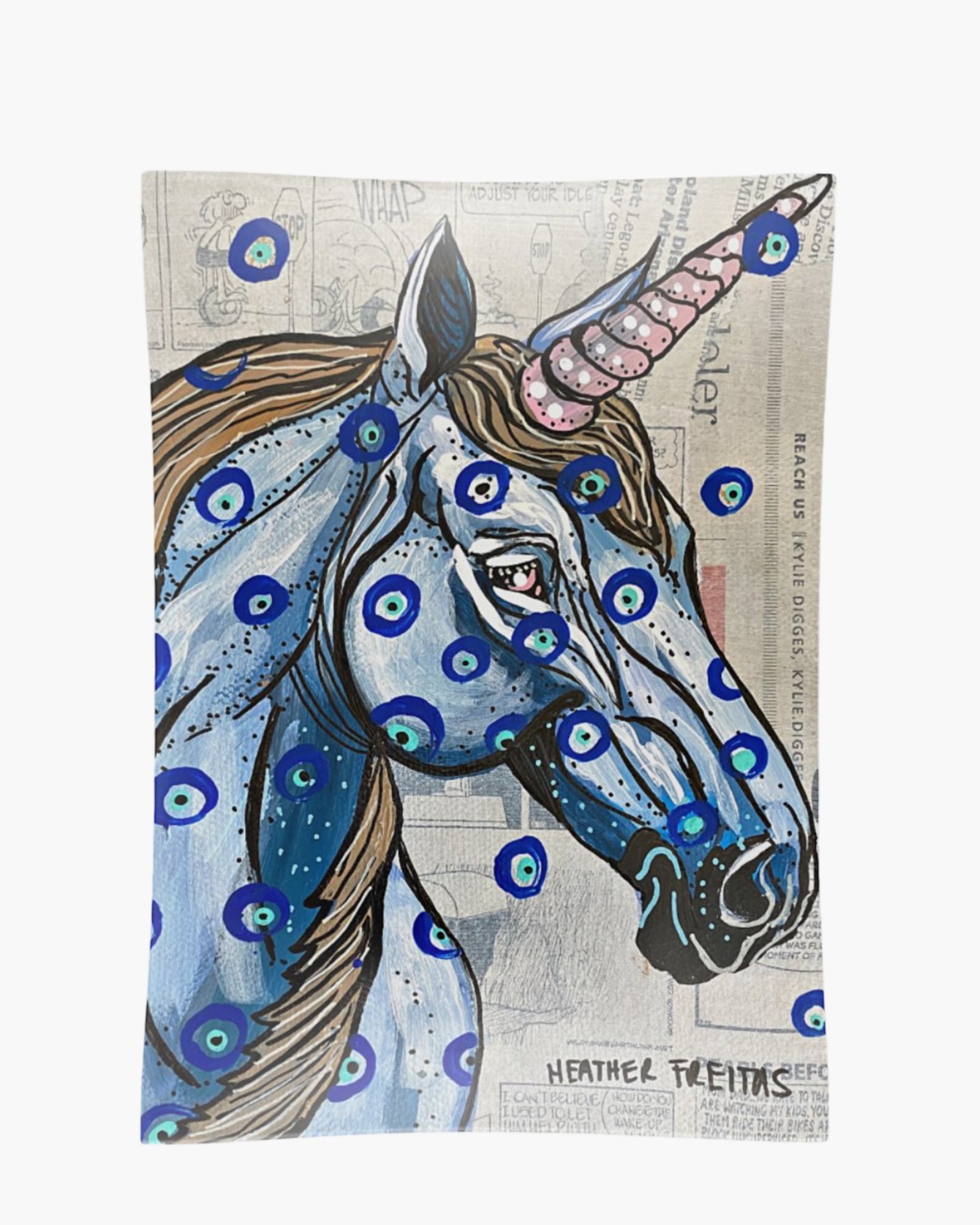 Unicorn Evil Eye Infused Glass Curio Tray