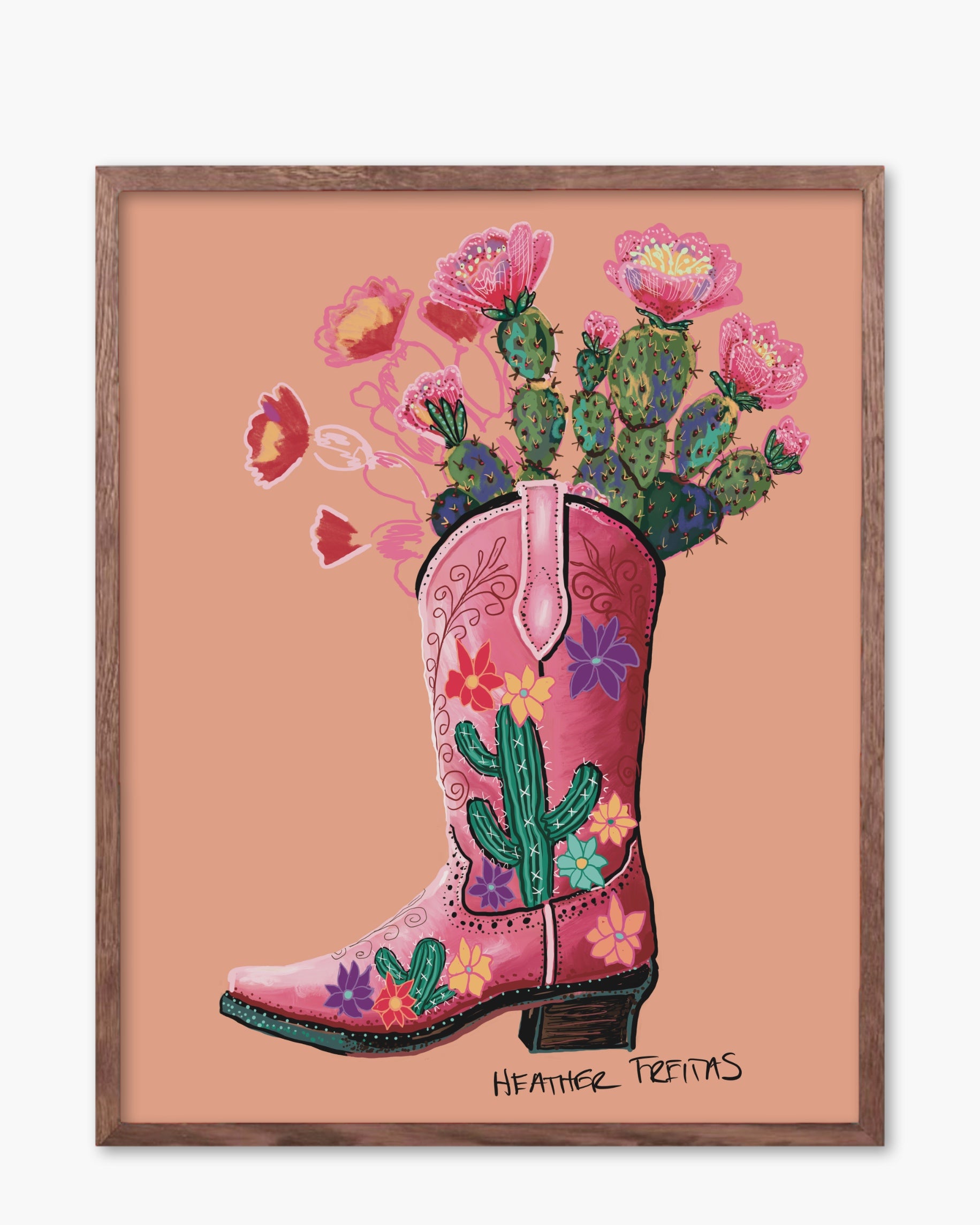 Cowgirl Boot Planter - Limited Edition Signed Paper Print