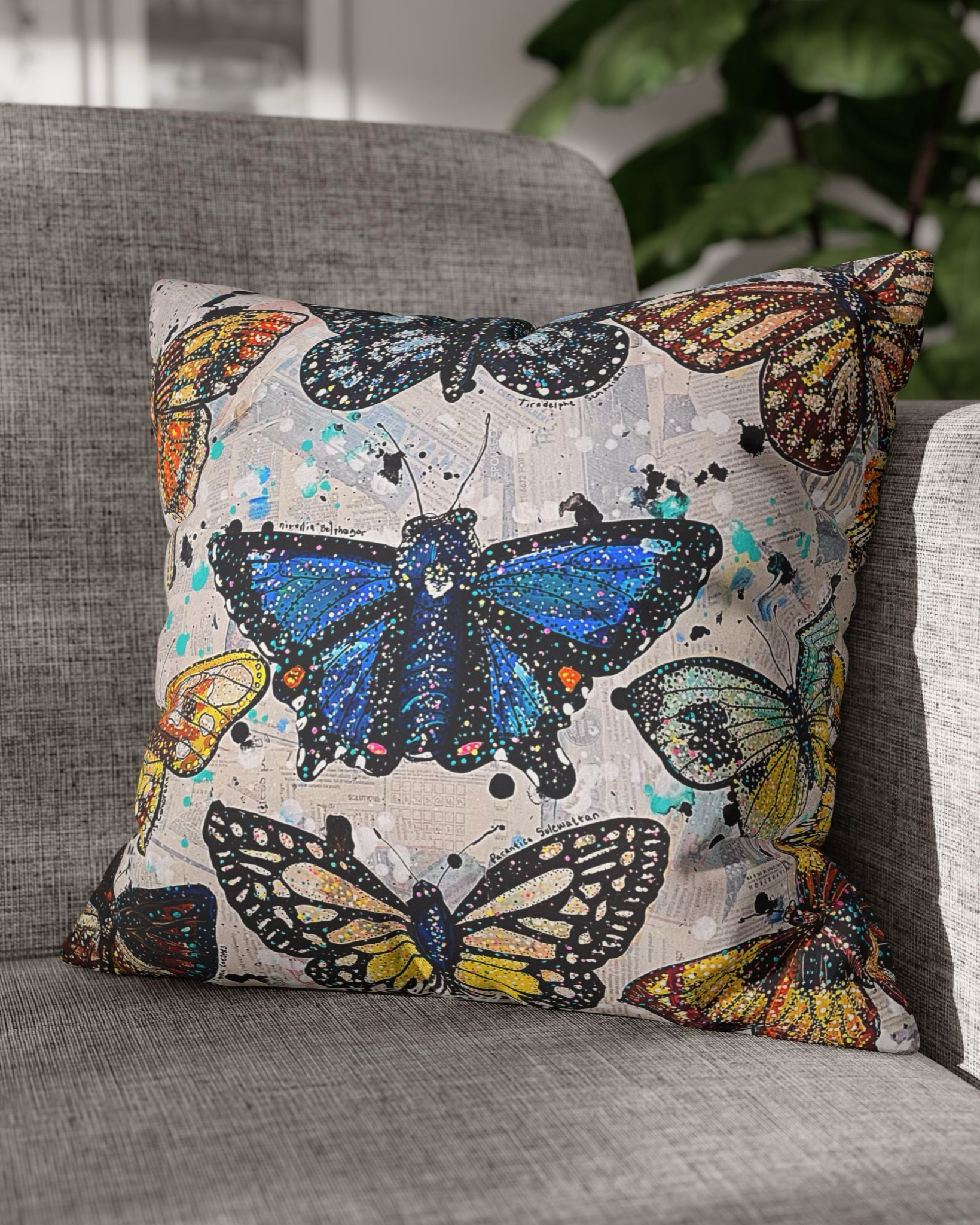 Cascades Butterfly Faux Suede Pillowcase