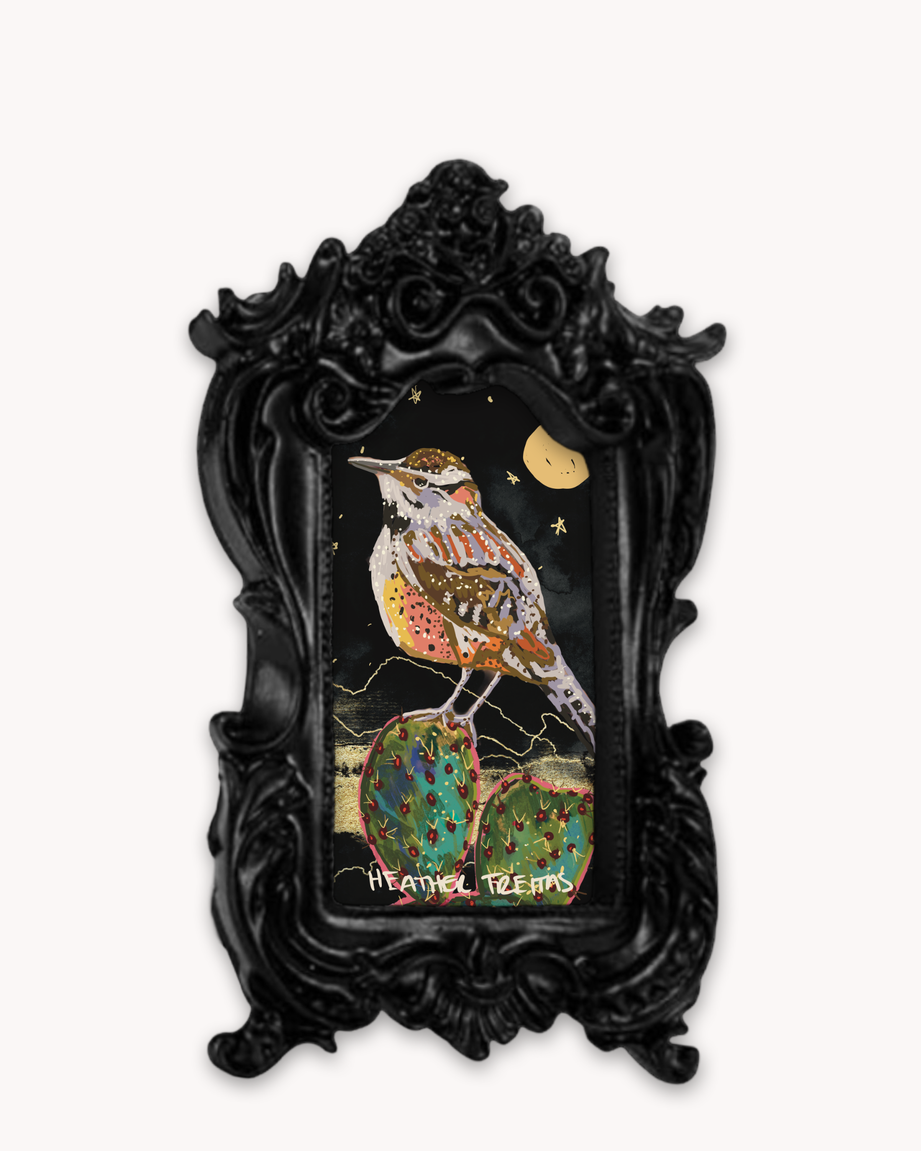 Cactus Wren Citrus Framed Magnet