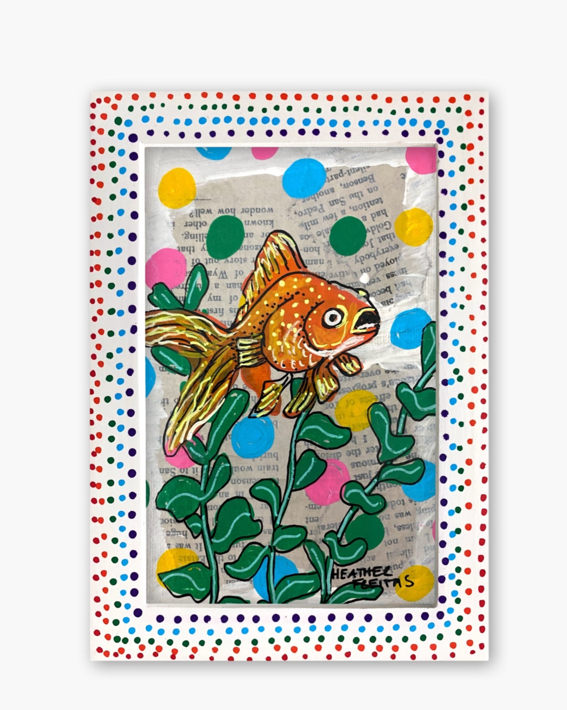 Party Goldfish ( Original Painting In Hand Painted Frame )