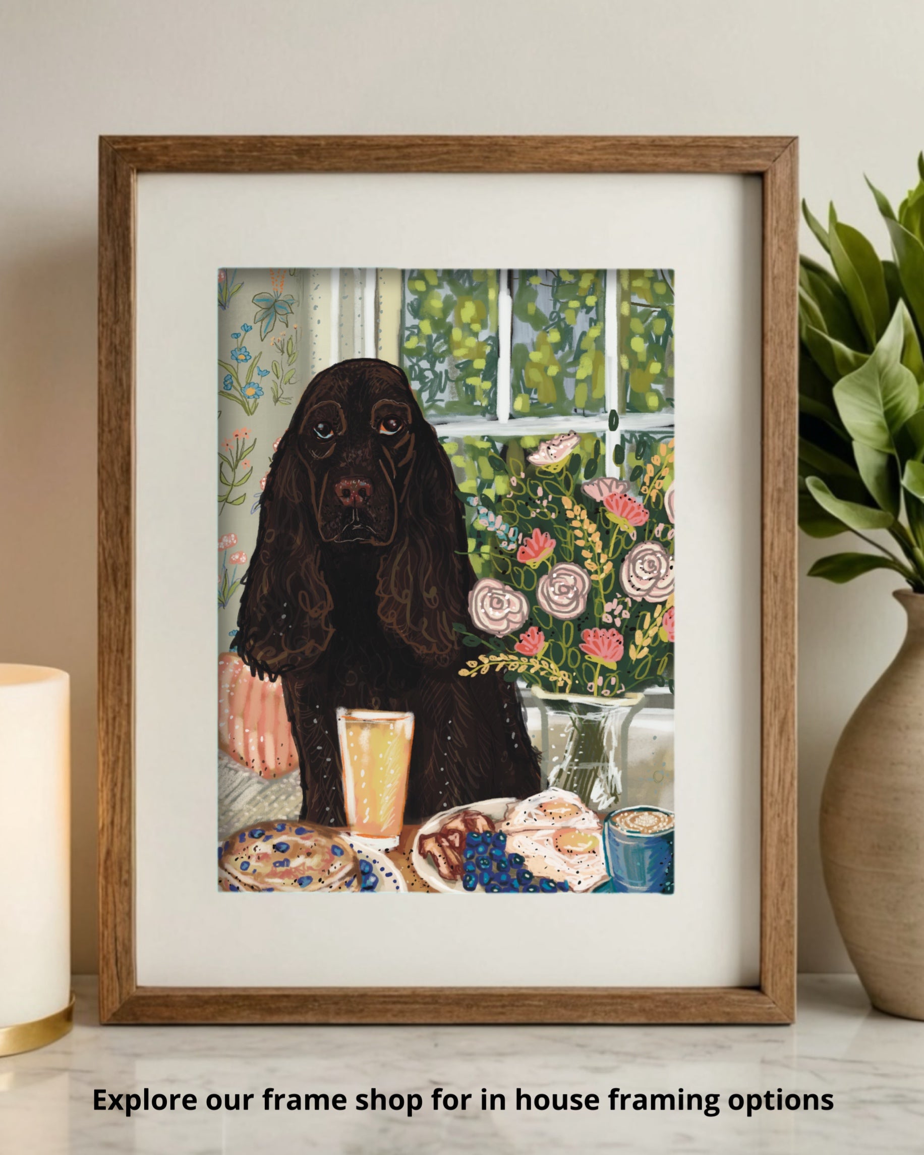 Build Your Own Dining Dog Art Print - Cocker Spaniel