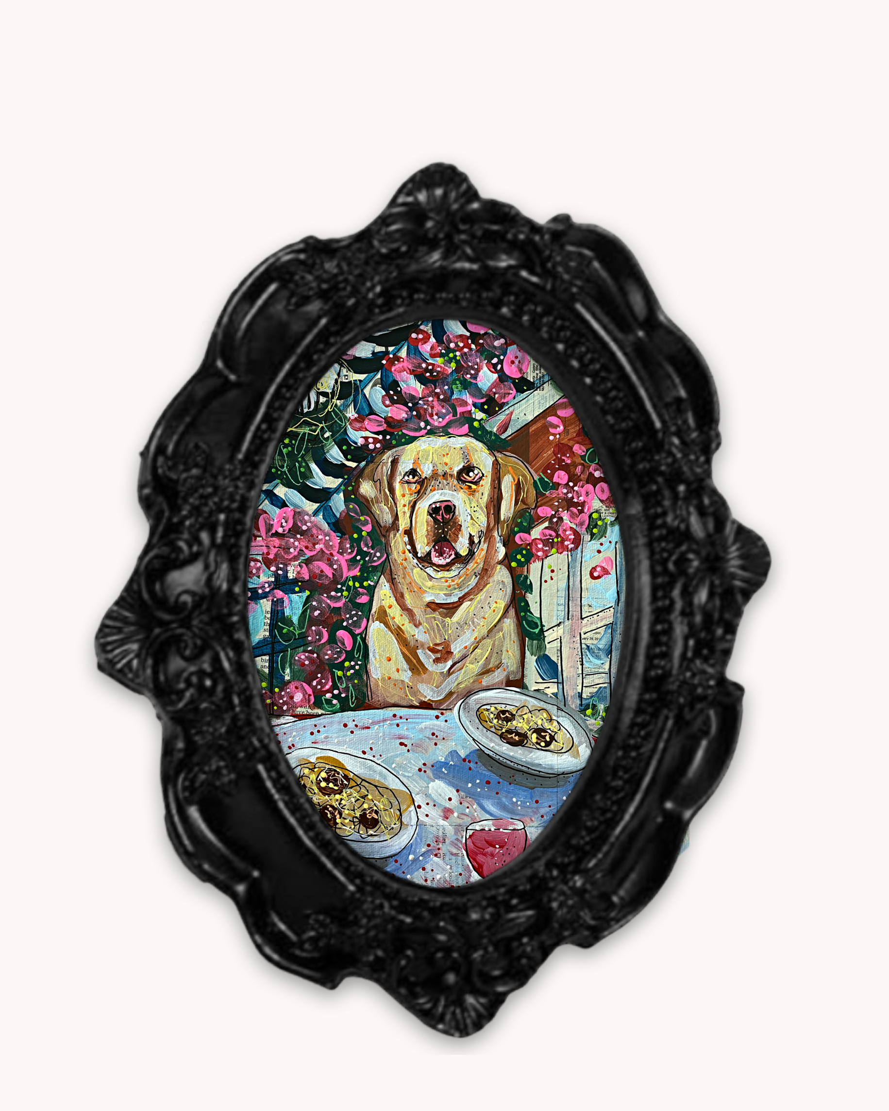 Yellow Lab Dining Framed Magnet