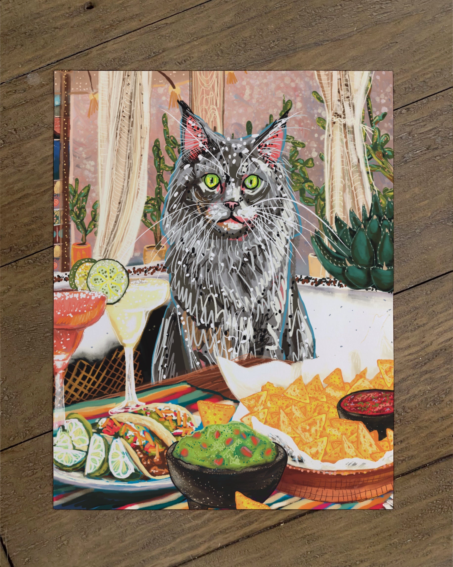 Build Your Own Fancy Feast Cat Art Print - Long Hair Grey