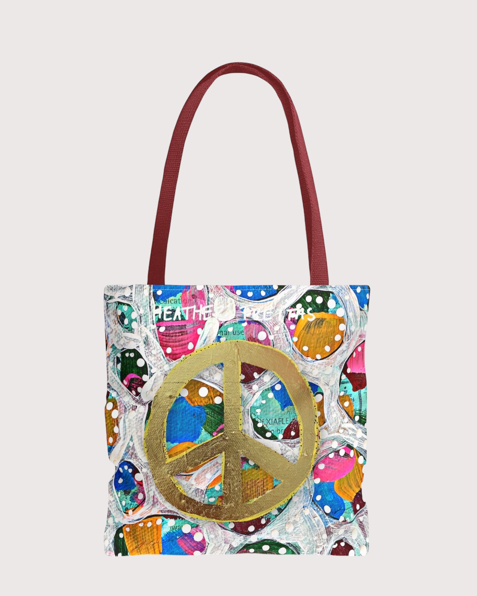 Gold Glam Peace Sign Tote Bag