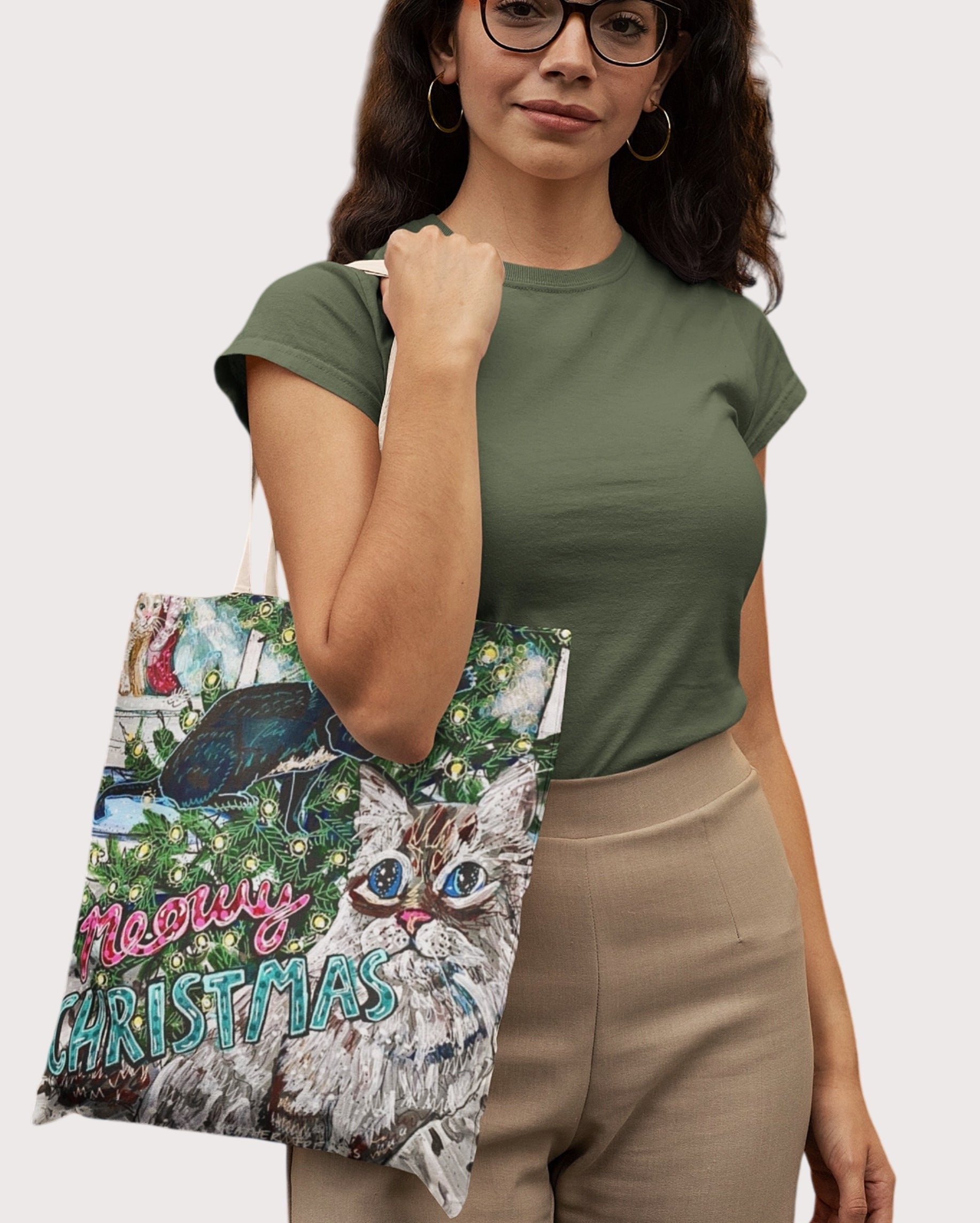 Meowy Christmas Tote Bag