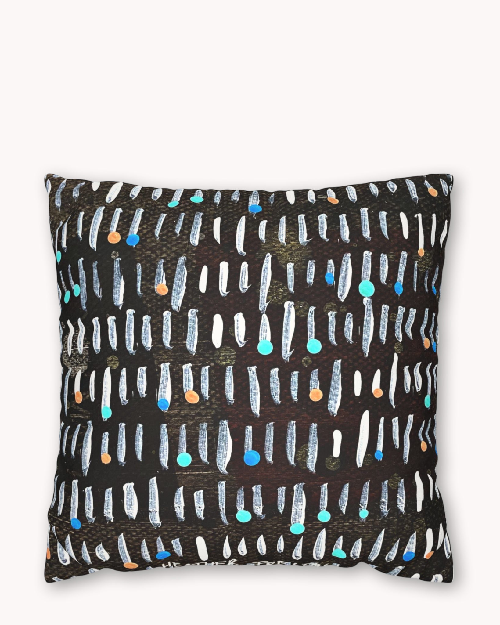 Black Party Check Faux Suede Pillow