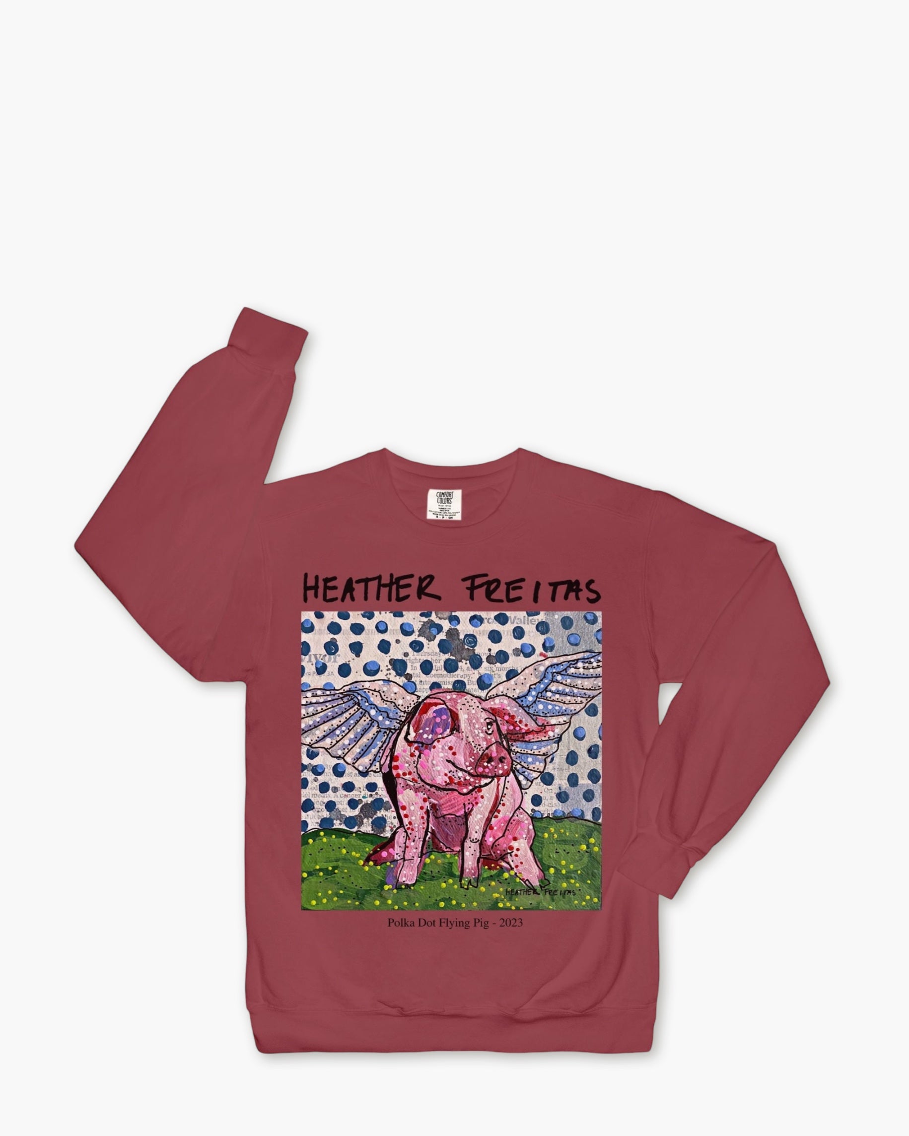 Polka Dot Flying Pig Crewneck