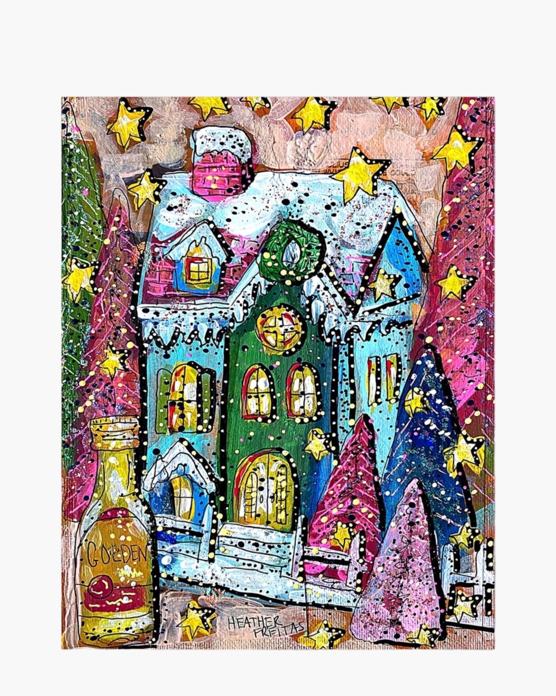 Golden Glitter Christmas - Limited Edition Signed Paper Print