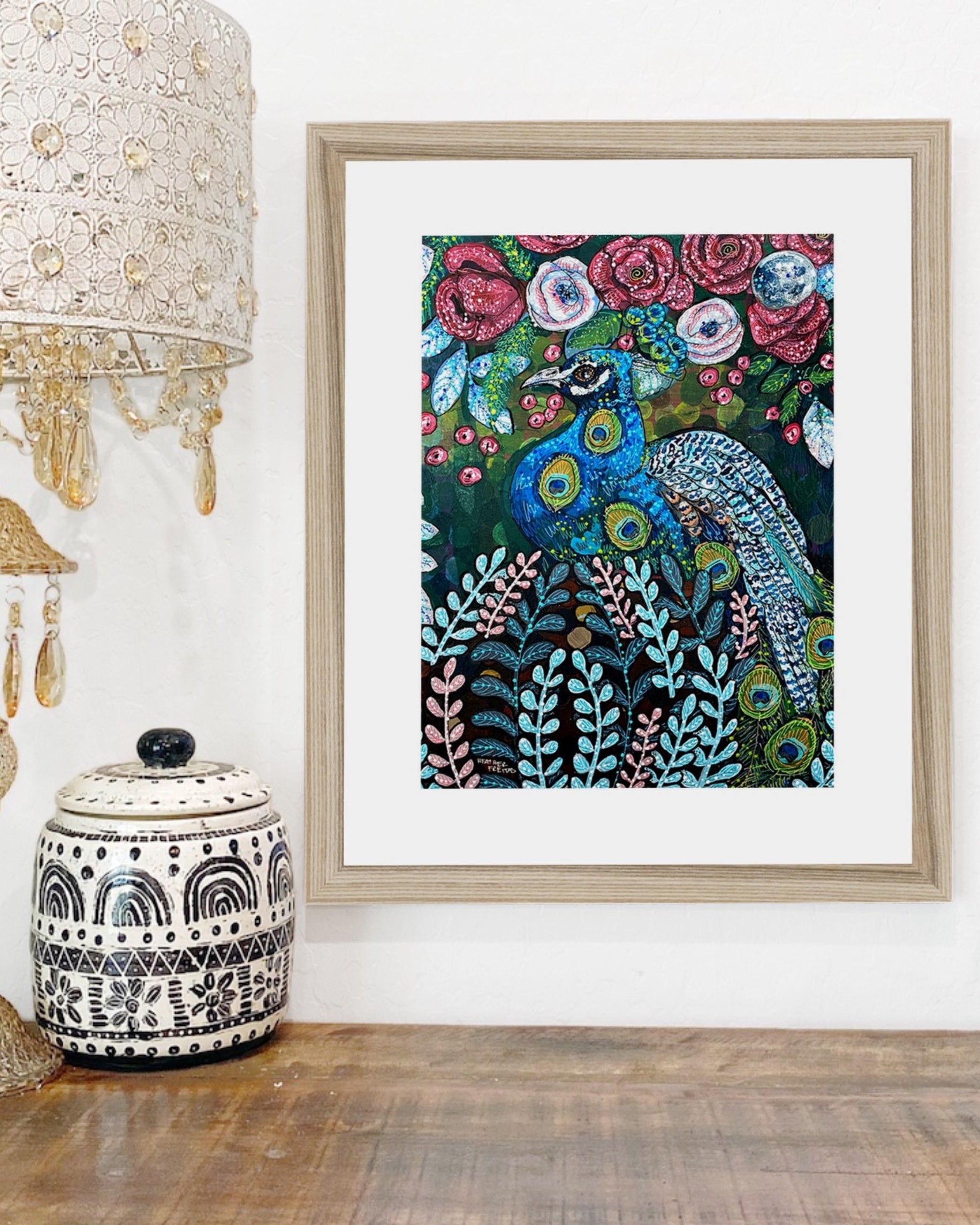 Blue Boy Peacock Framed & Mounted Print - Heather Freitas - fine art home deccor