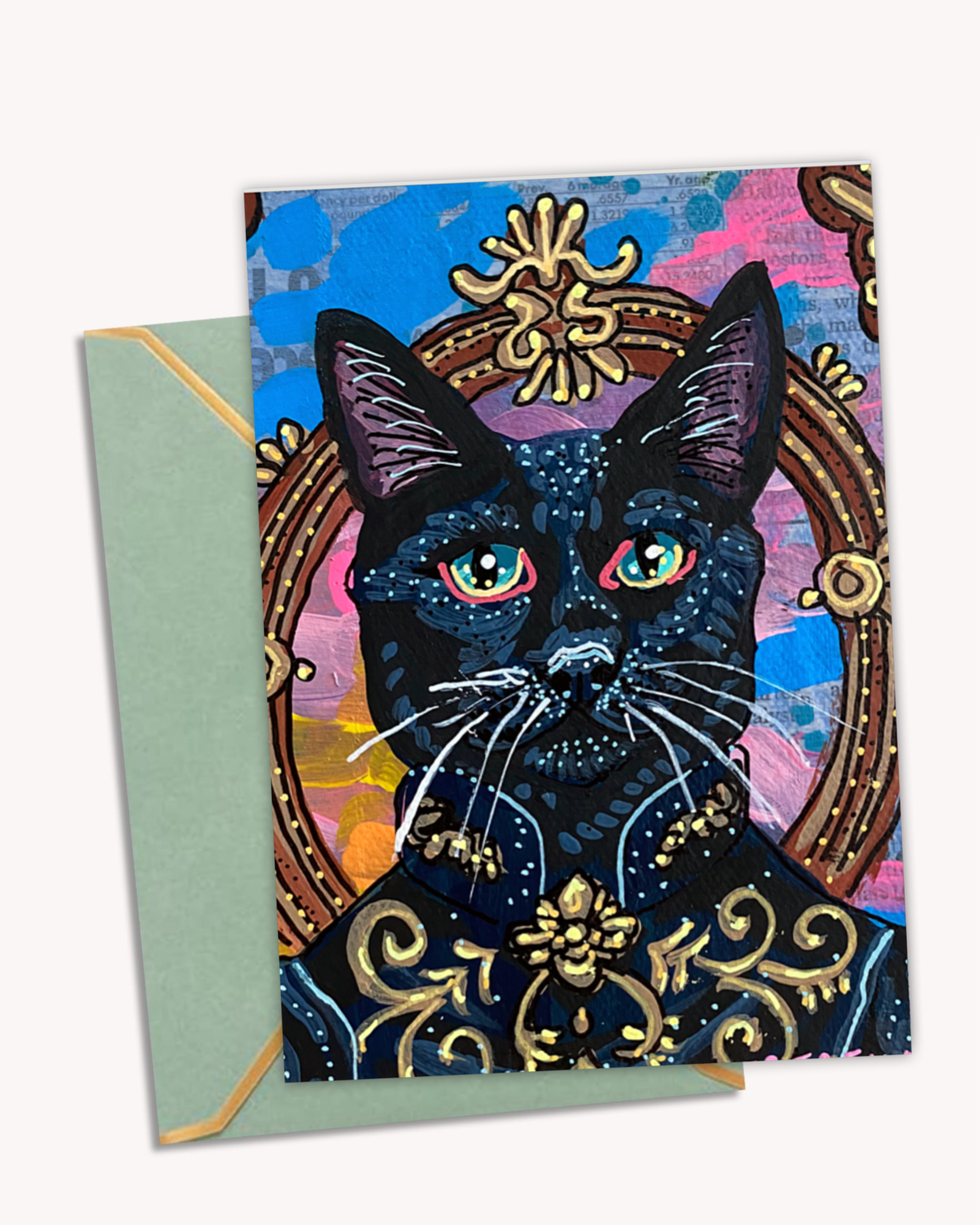 Royal Black Cat - Greeting Card / Fine Art Print