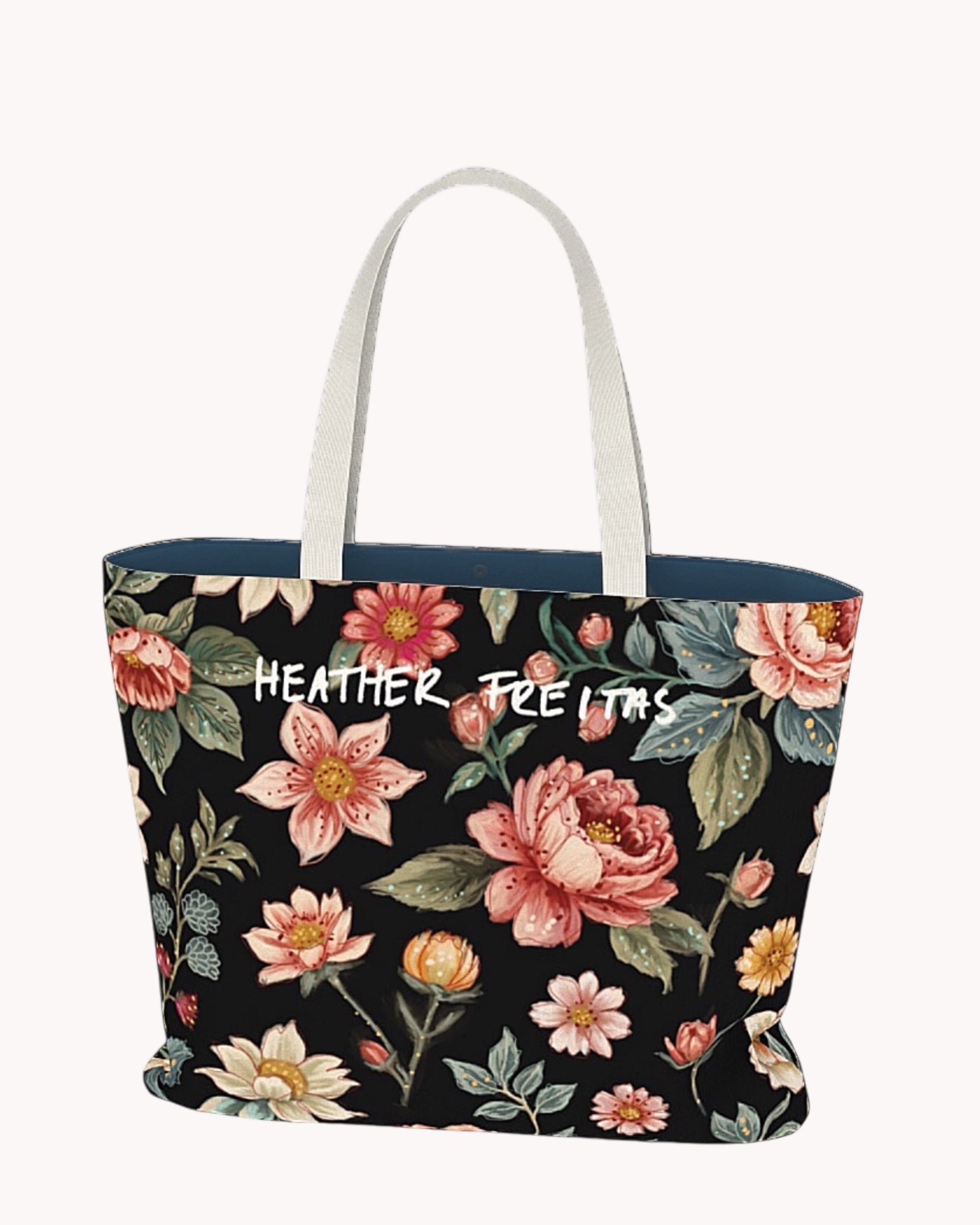 Vintage Black Floral Oversized Tote