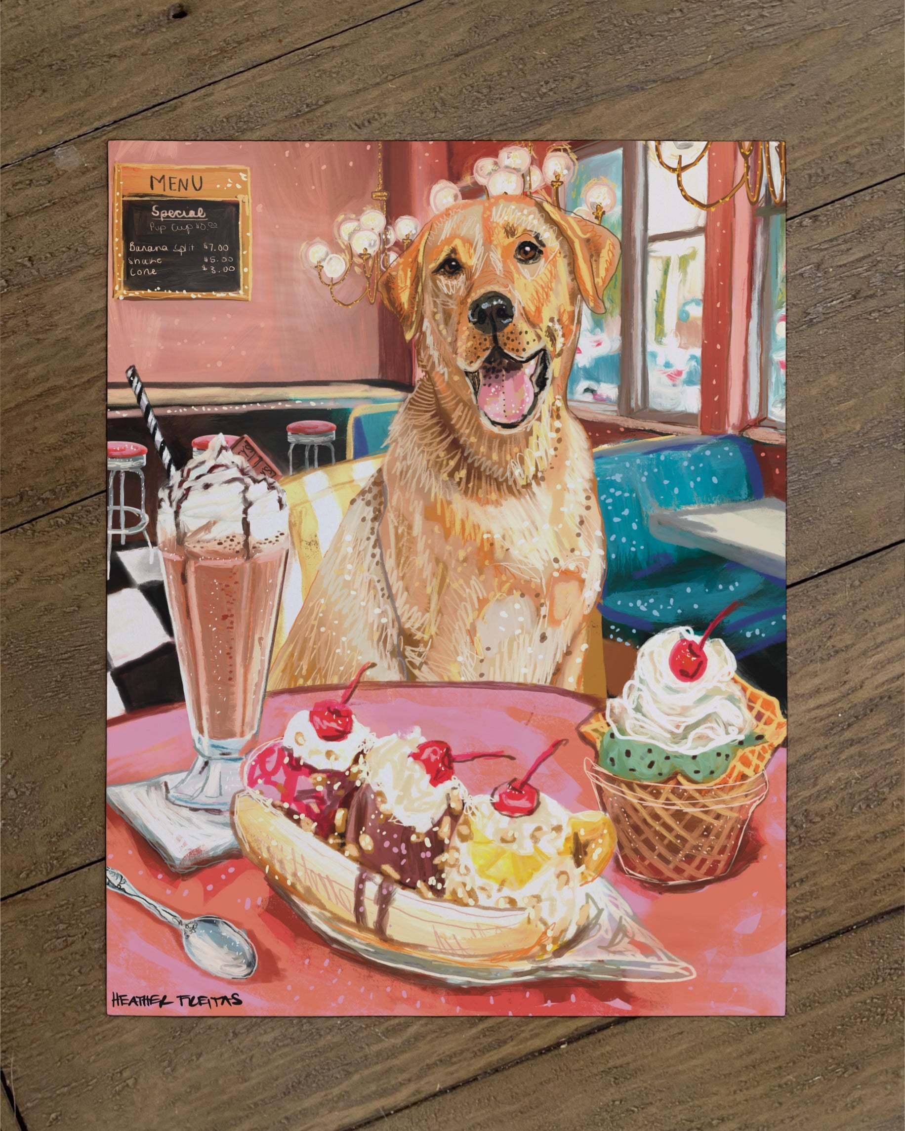 Build Your Own Dining Dog Art Print - Labrador