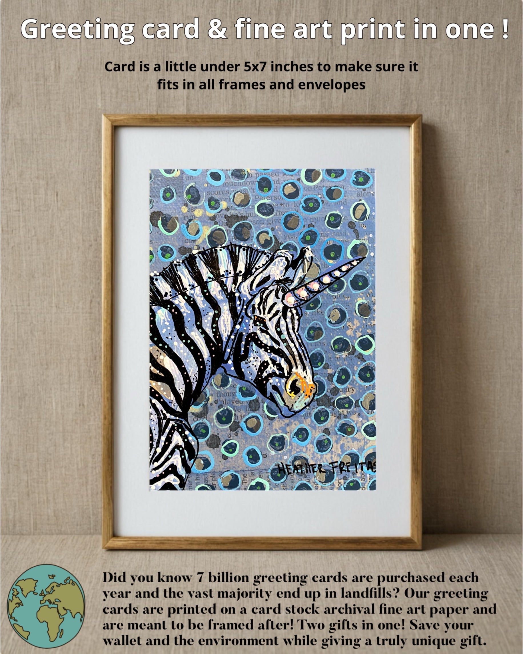 Zebra Unicorn - Limited Edition Greeting Card / Fine Art Print