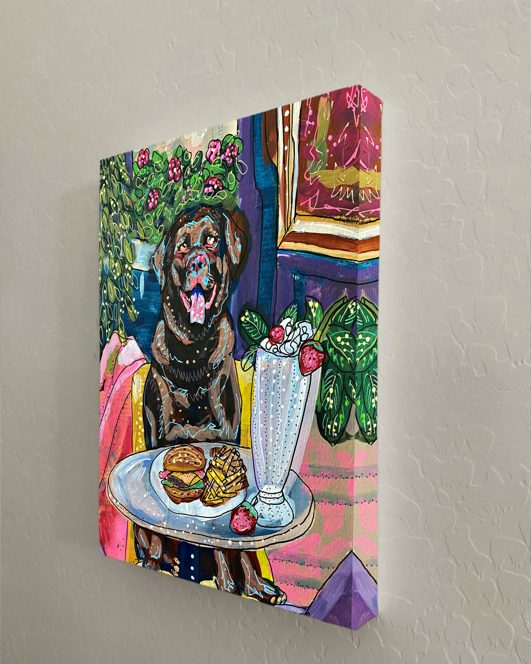 Chocolate Labrador At Burger Pub - Limited Edition Print