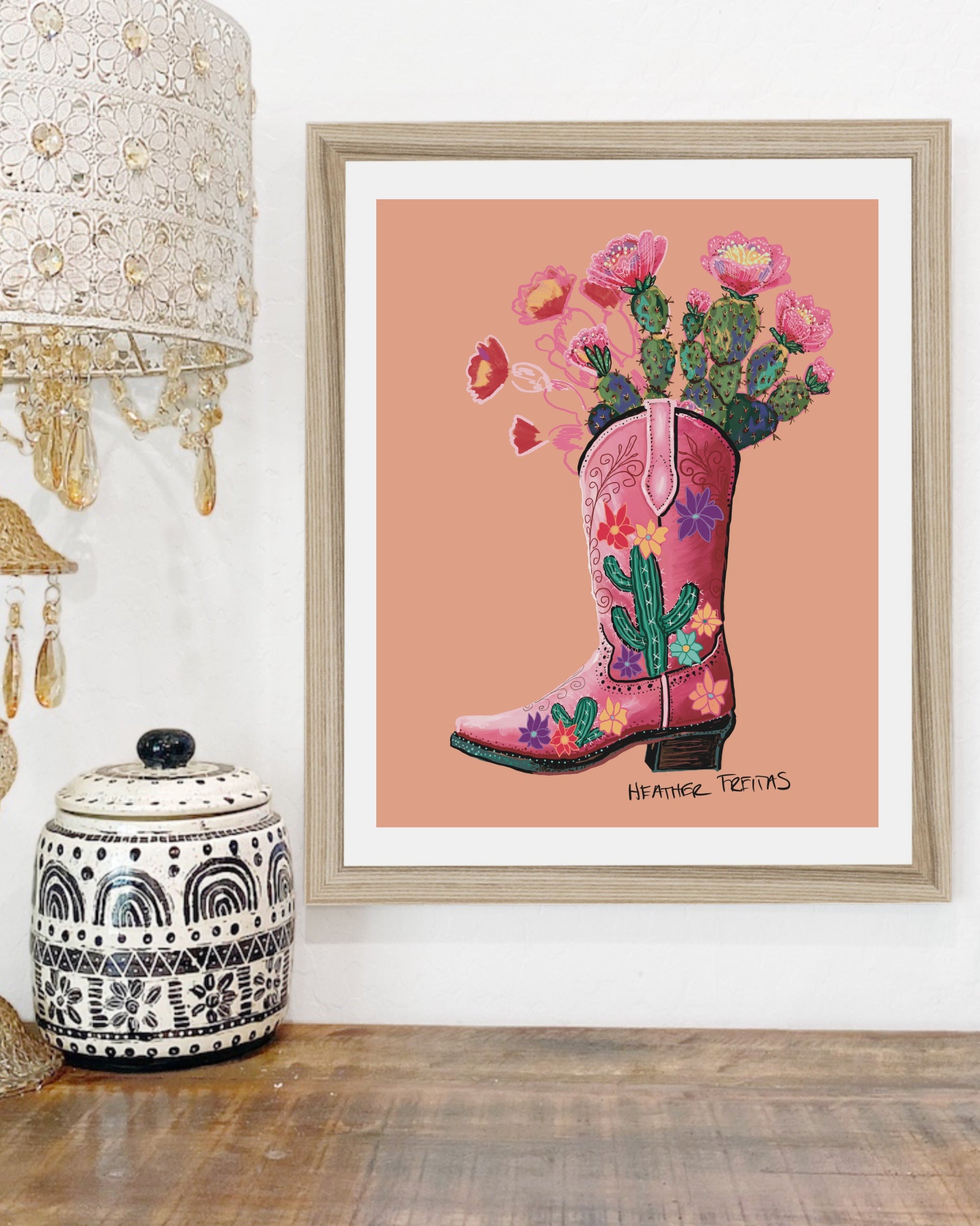 Cowgirl Boot Planter - Limited Edition Signed Paper Print