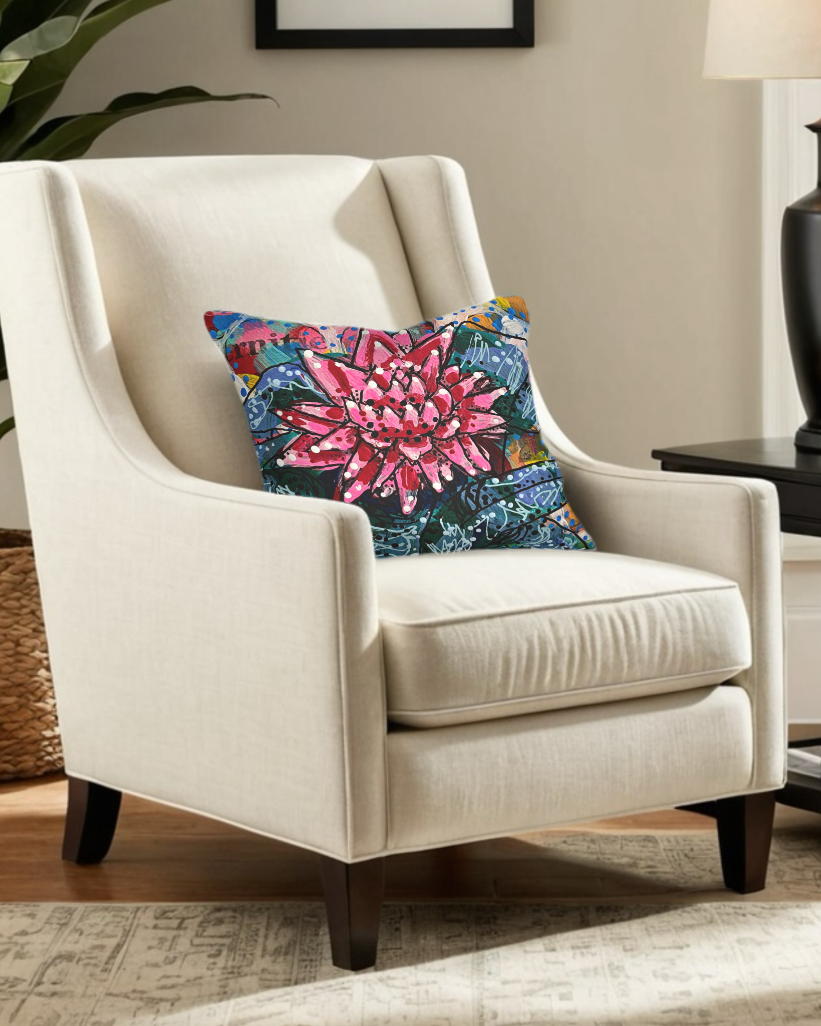 Bromeliad Floral Faux Suede Pillowcase