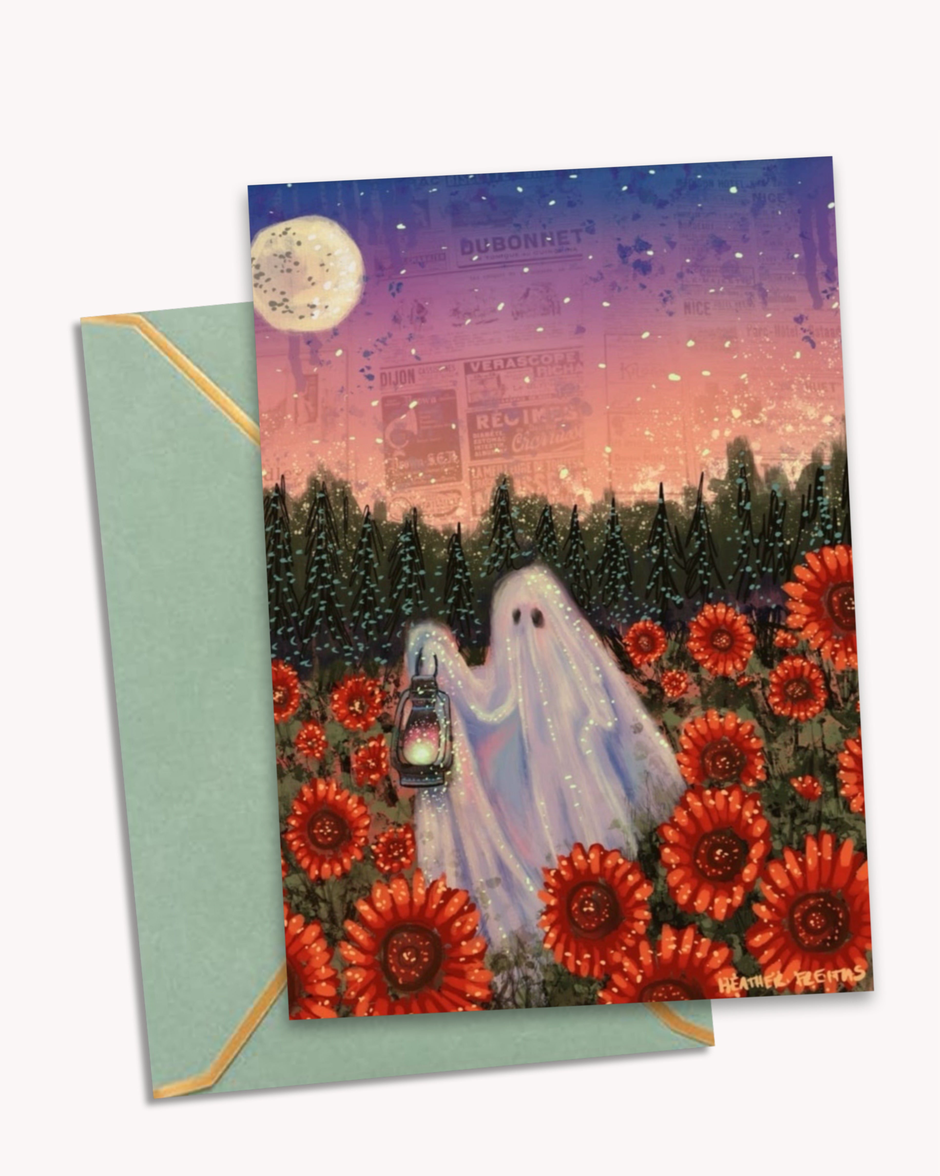 Twilight Sunflower Ghost - Limited Edition Greeting Card / Fine Art Print