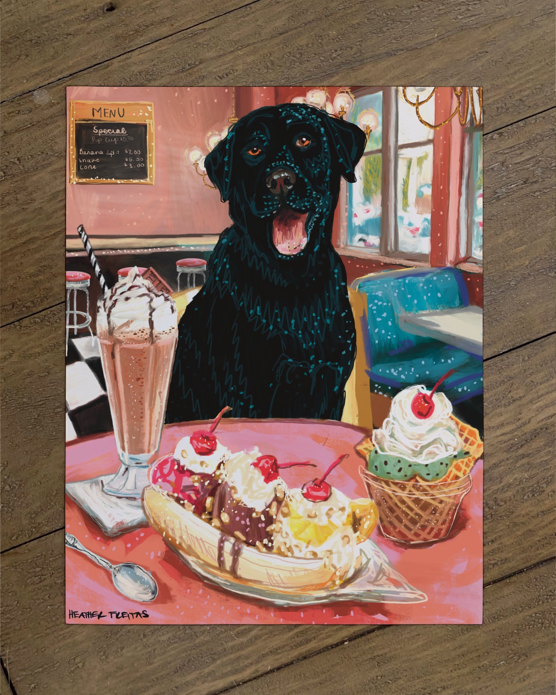 Build Your Own Dining Dog Art Print - Labrador