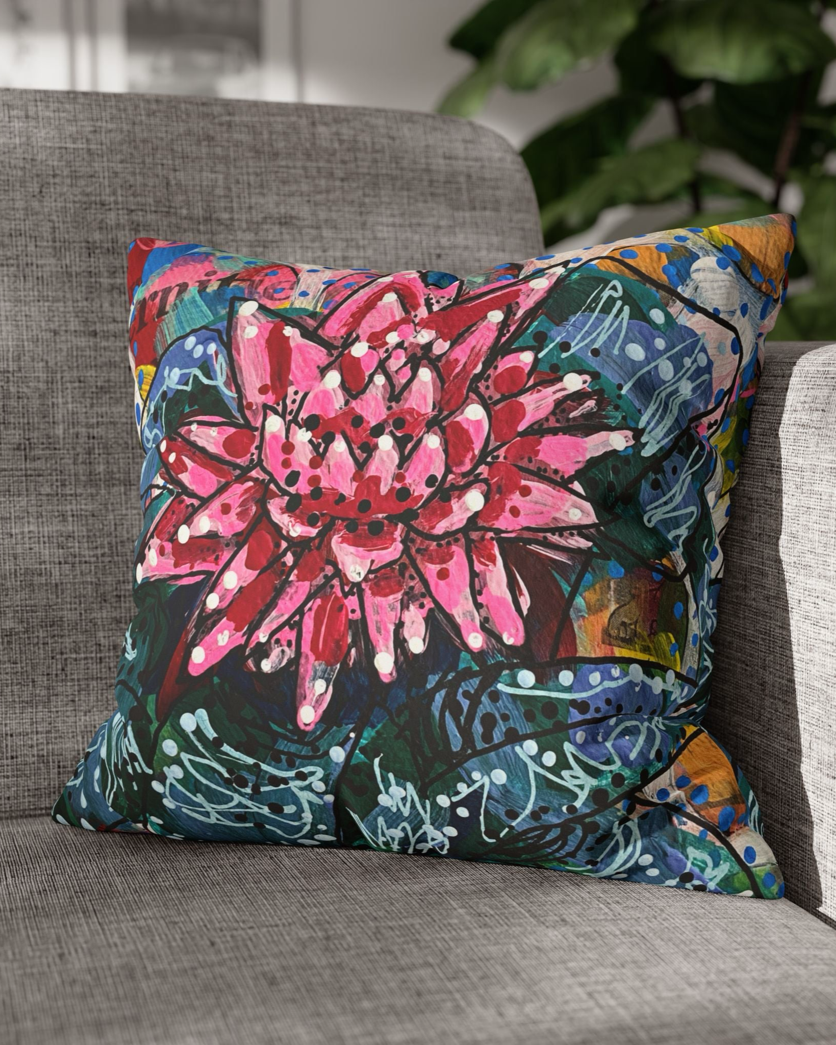 Bromeliad Floral Faux Suede Pillowcase