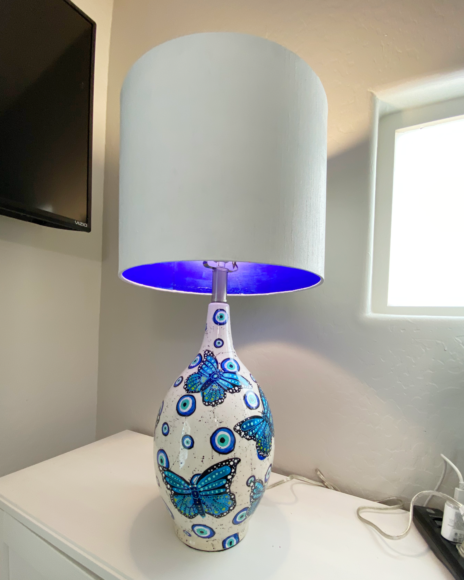 Evil Eye Butterfly Hand Painted Lamp