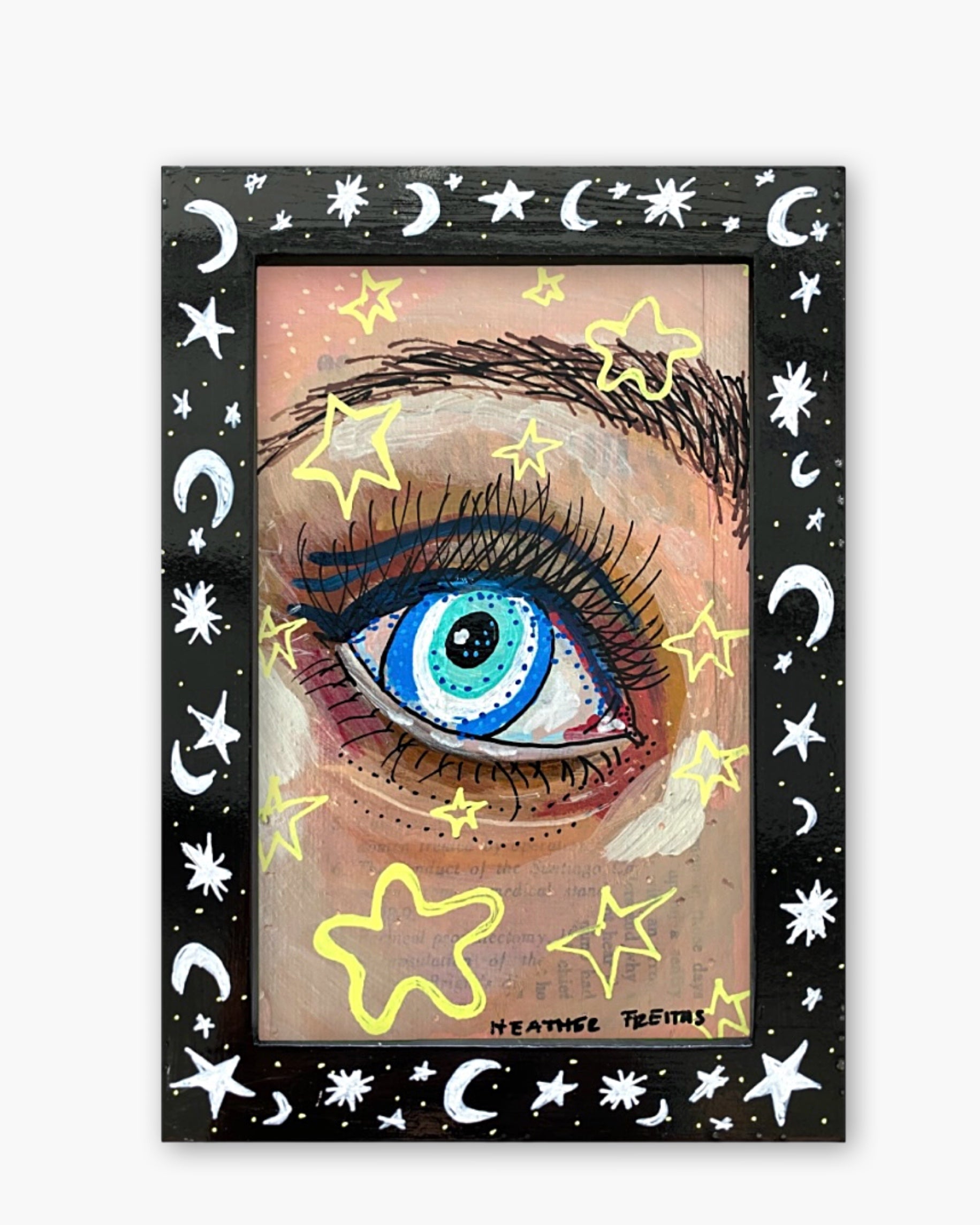 Seeing Stars Evil Eye ( Original Painting In Hand Painted Frame)