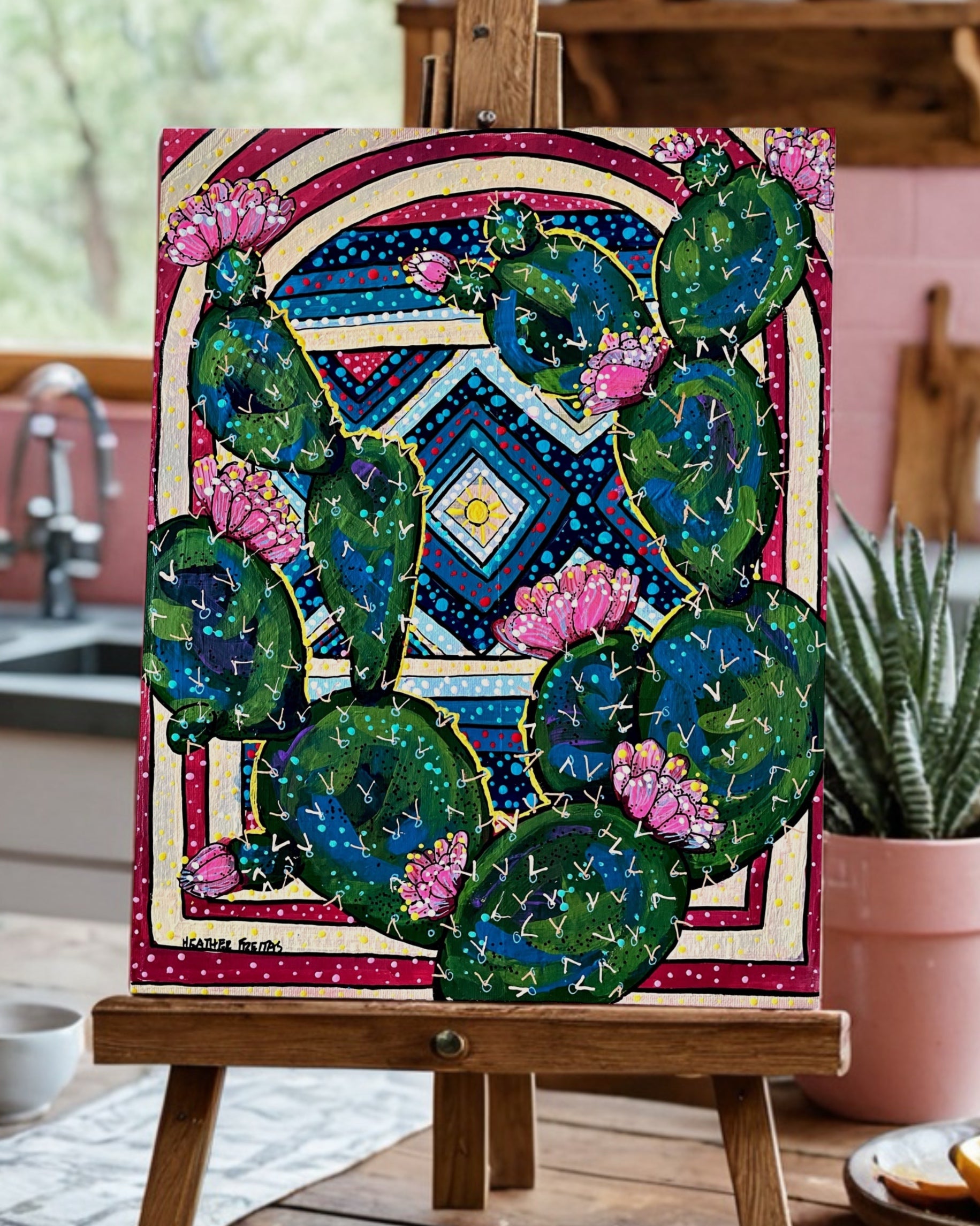 Online Step by Step Painting Class - Prickly Pear